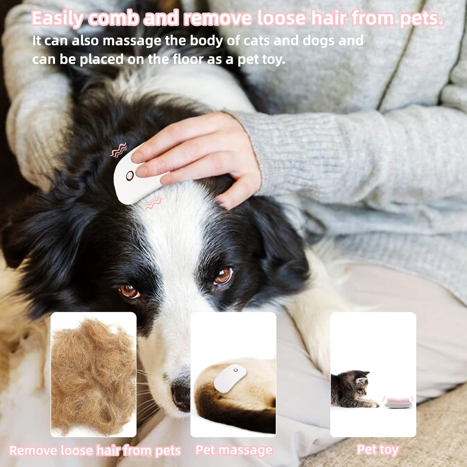 2-Pack Electric Massage Cat Brushes,Portable Pet Brush,Cats Dogs Hair Removal Comb,Hair Brush for Pet Massage