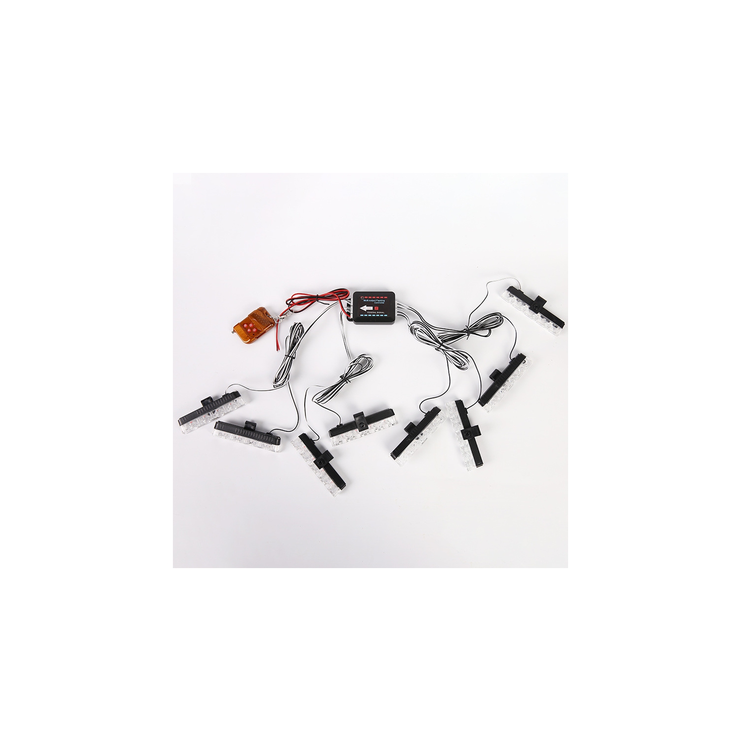 Grille d'avertissement de stroboscope d'urgence 12&nbsp;V 8 en 1 Feux rouges et bleus Feux d'avertissement pour camion de voiture feux de jour, feux