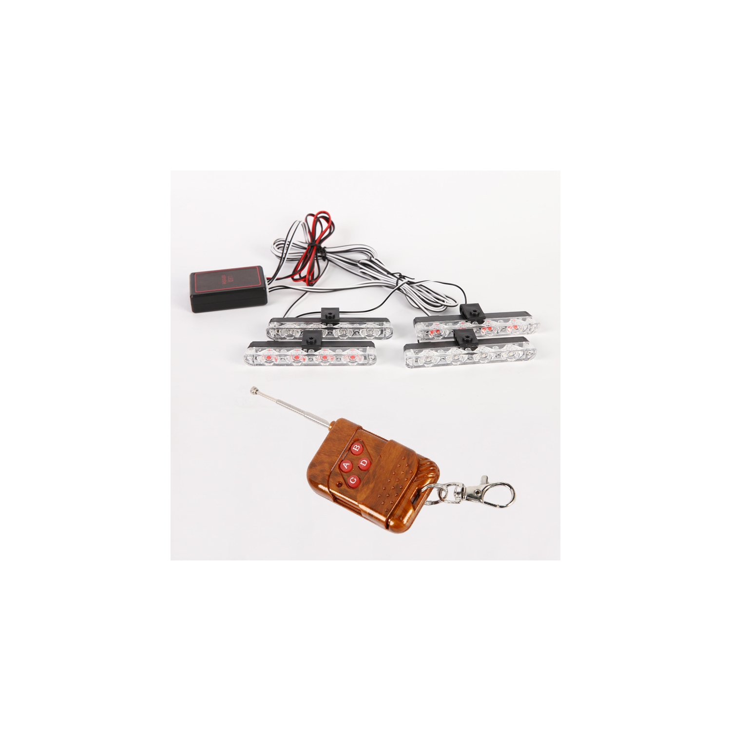 Grille d'avertissement de stroboscope d'urgence 12&nbsp;V 8 en 1 Feux rouges et bleus Feux d'avertissement pour camion de voiture feux de jour, feux