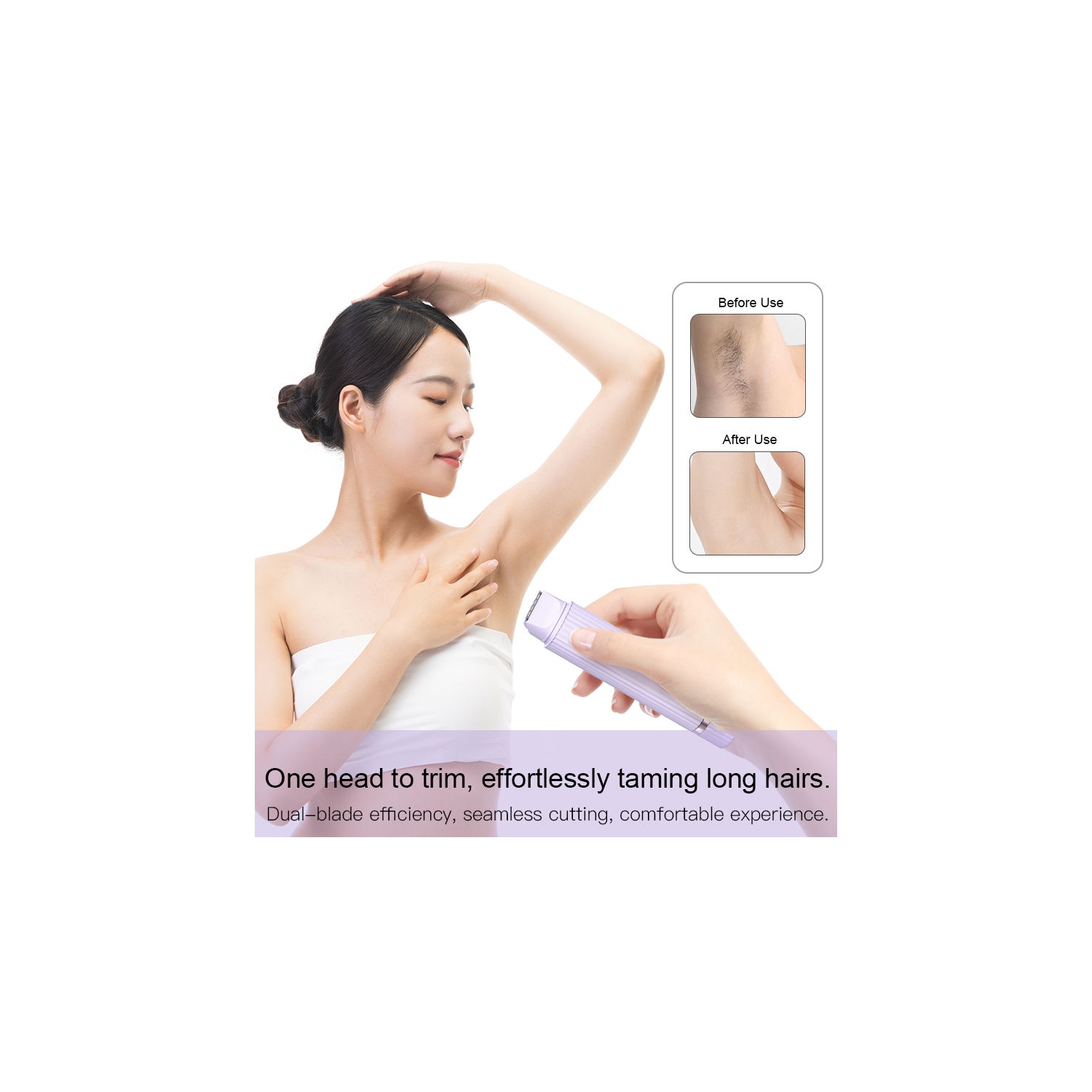 Electric Shaver for Women Waterproof Wet & Dry Hair Razors 2 in 1 Double Head Dual Bikini Hair Trimmer Detachable Head Shaver