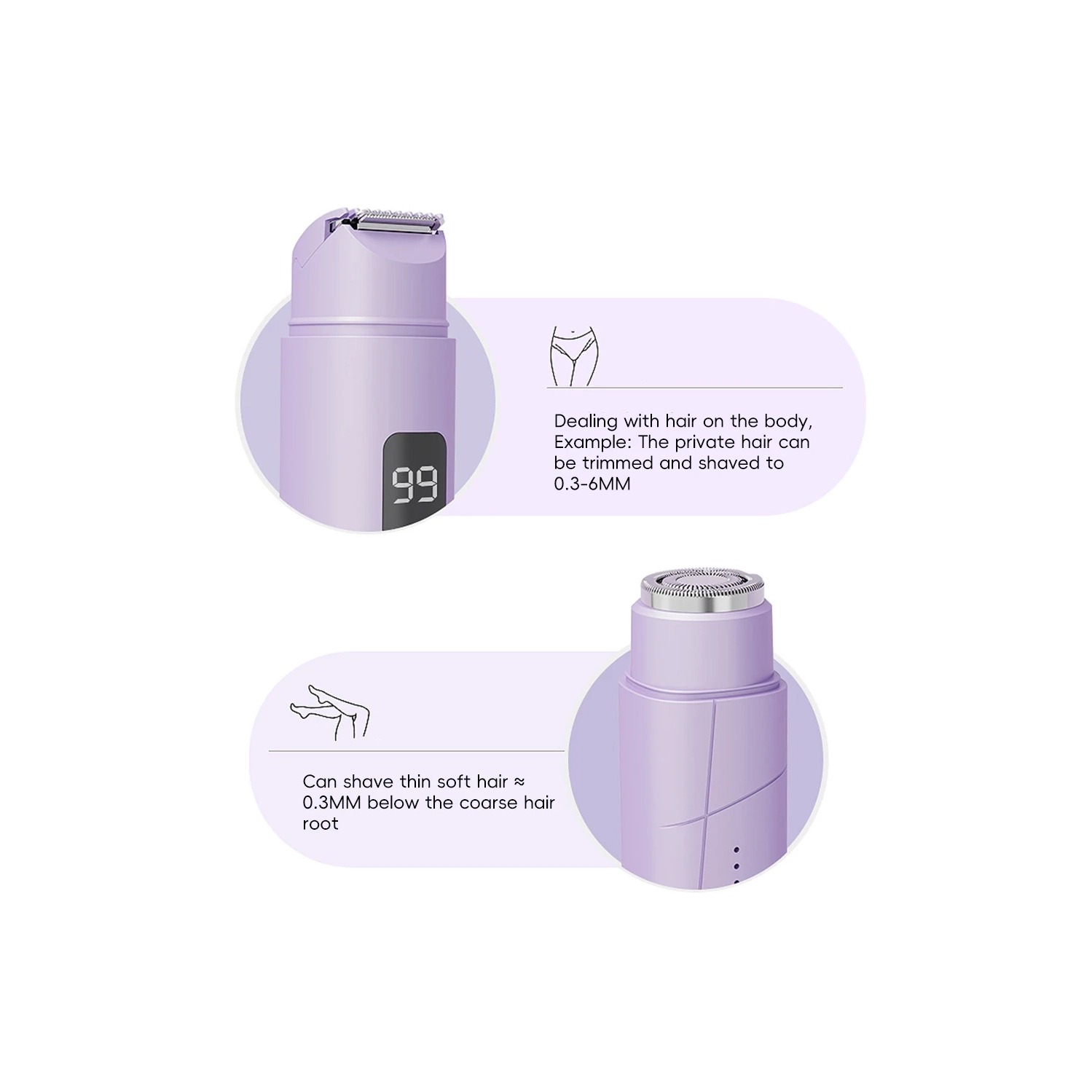 Dual Head Electric Shaver for Women, Wireless Charging Shaver, Portable Mini Bikini Electric Shaver Women's Hair Removal Device