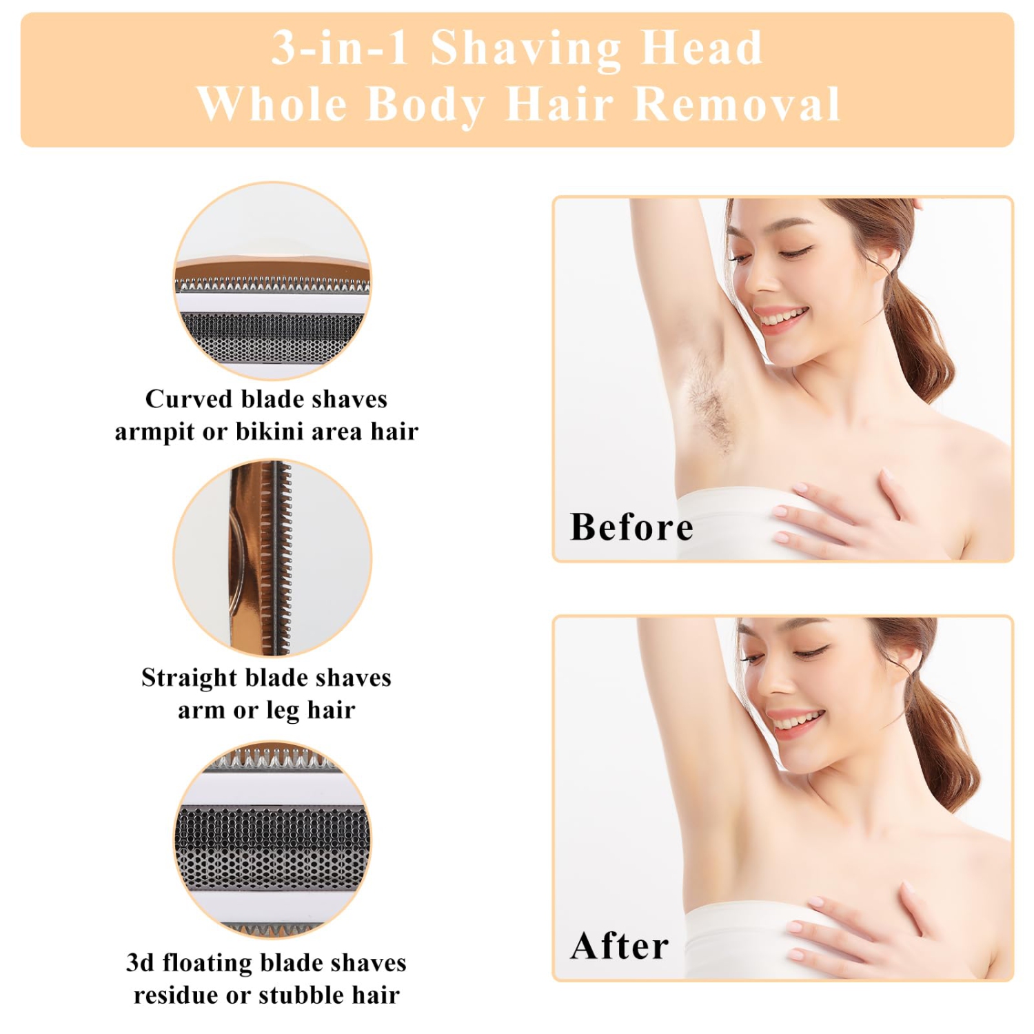 Electric Razors for Women, Cordless Bikini Shaver, 4 in 1 Painless Wet and Dry Waterproof Body Epilator for Home and Travel Use