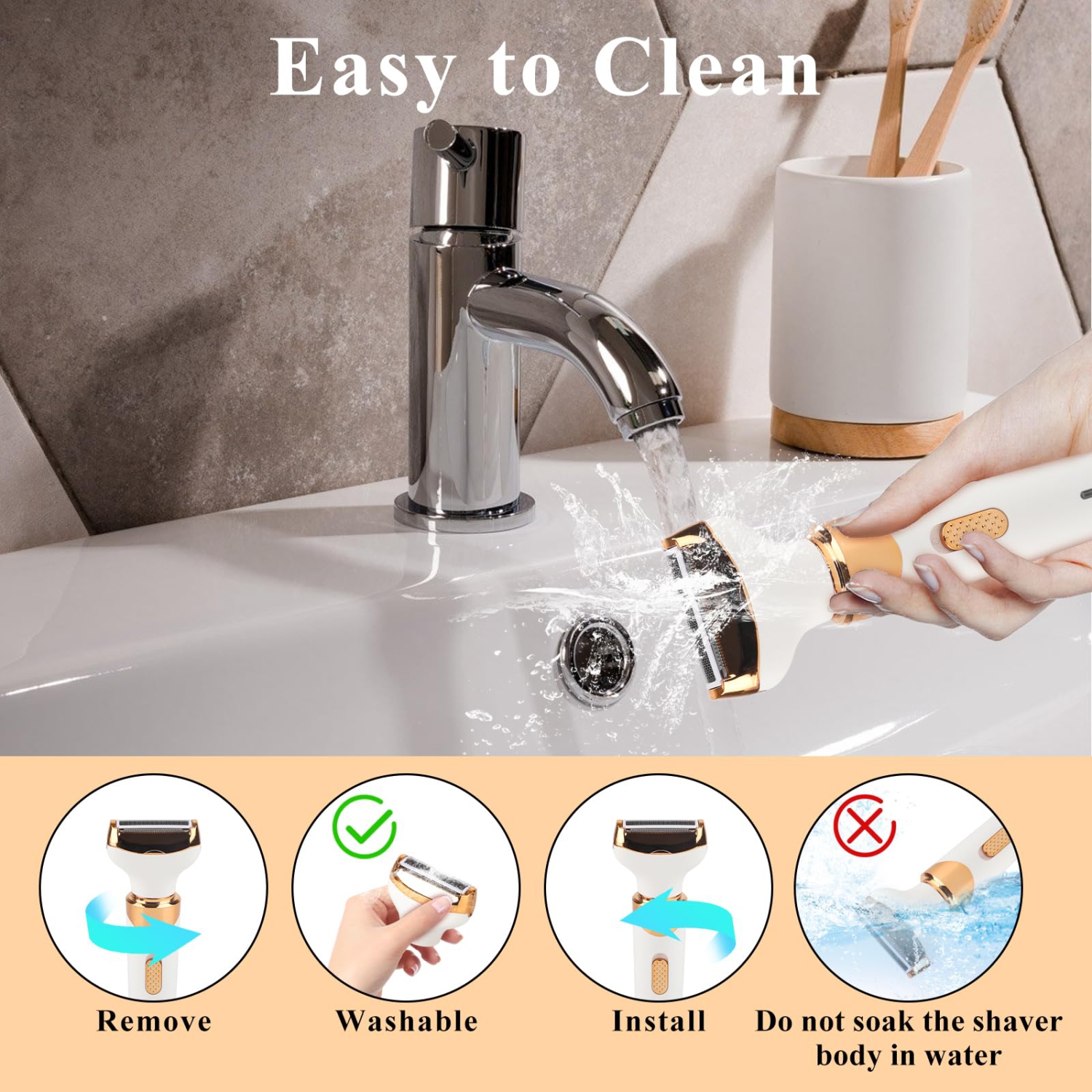 Electric Razors for Women, Cordless Bikini Shaver, 4 in 1 Painless Wet and Dry Waterproof Body Epilator for Home and Travel Use