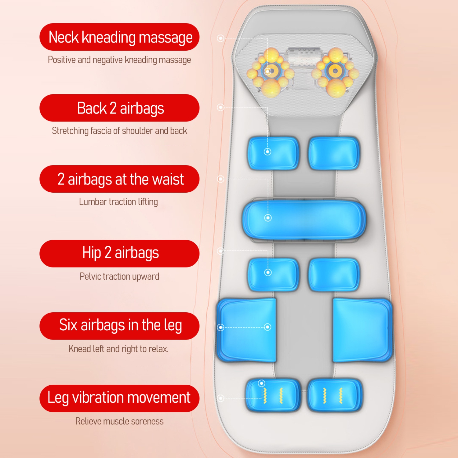 Massage Mattress Fully Automatic Airbag Massage Cushion Portable Foldable Full Body Massage Cushion Suitable for Travel and Home Use