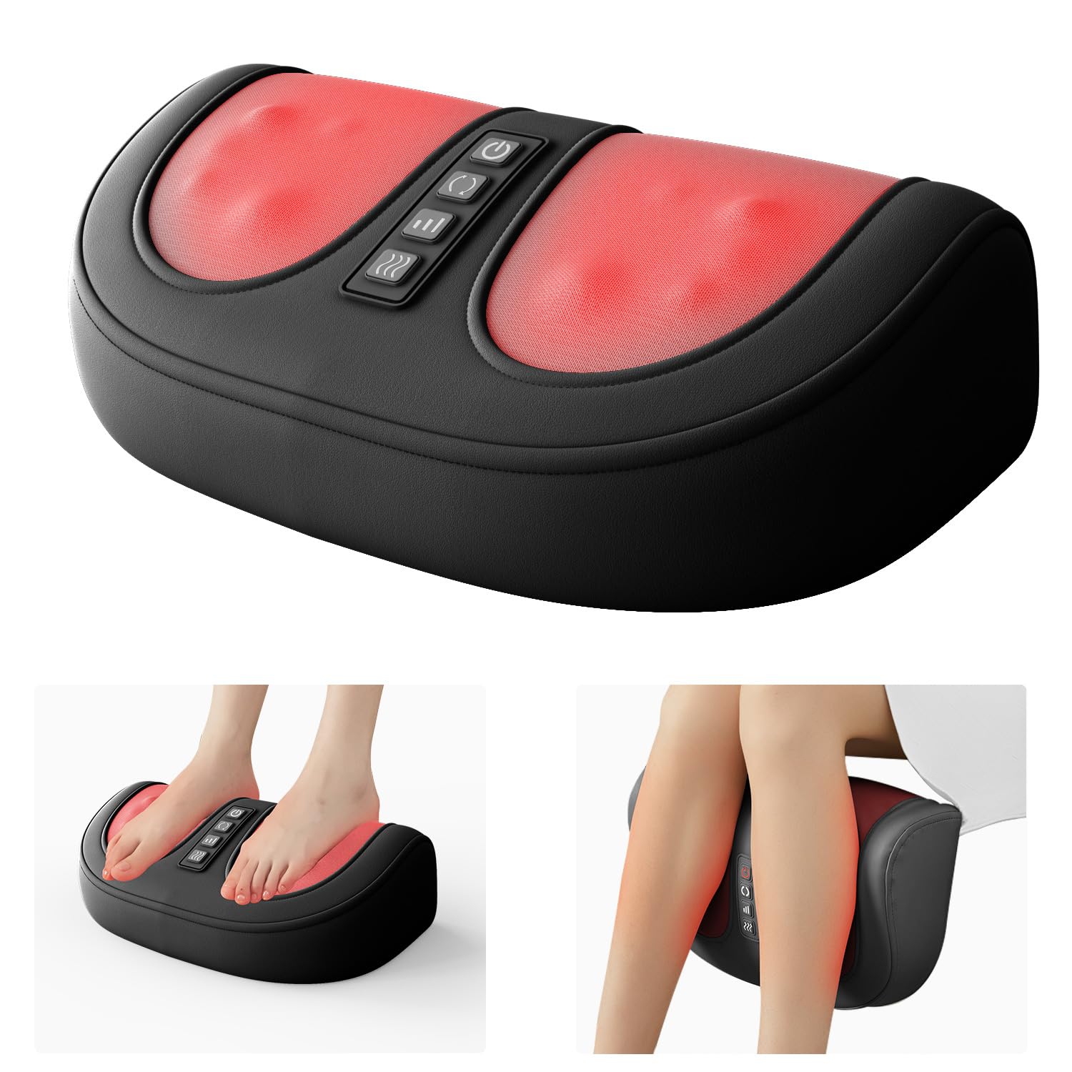 Foot Massager With Heat, Electric Kneading Plantar Fasciitis Treatment Machine, Circulation and Pain Relief for Foot and Calf Massage, Gifts for Dad,