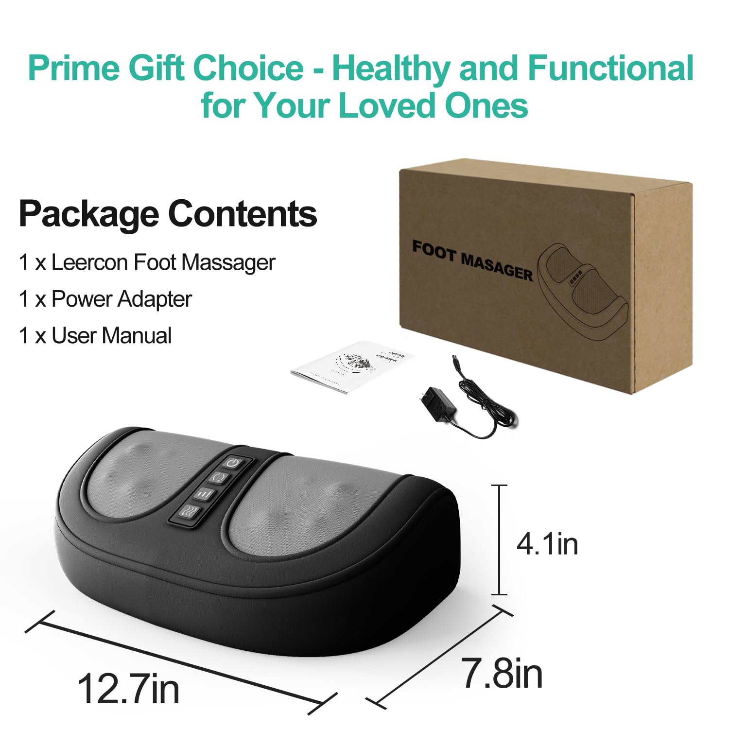 Foot Massager With Heat, Electric Kneading Plantar Fasciitis Treatment Machine, Circulation and Pain Relief for Foot and Calf Massage, Gifts for Dad,