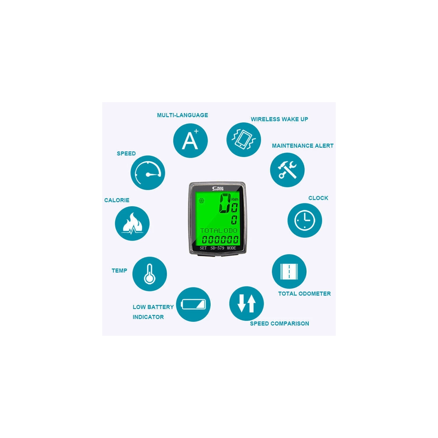 Bicycle Speedometer Odometer Waterproof Bicycle Meter LCD Display