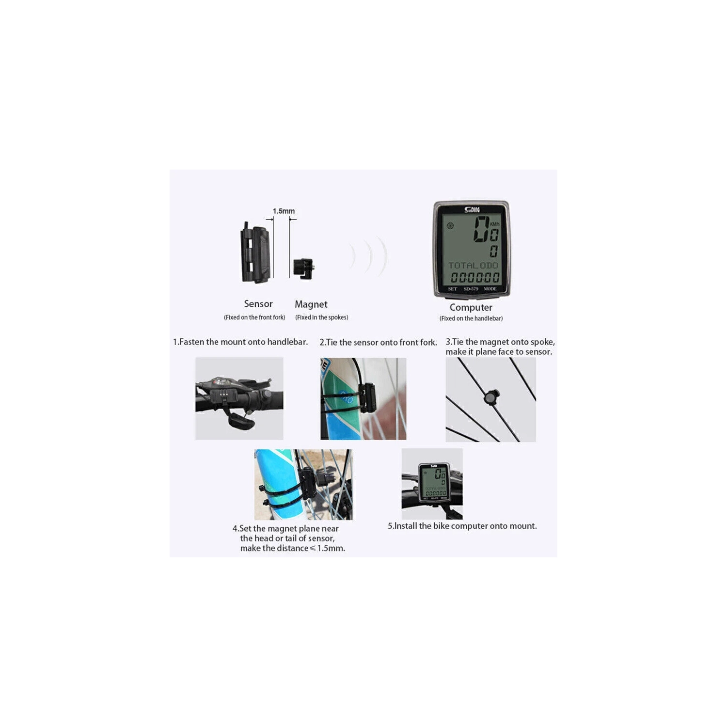 Bicycle Speedometer Odometer Waterproof Bicycle Meter LCD Display