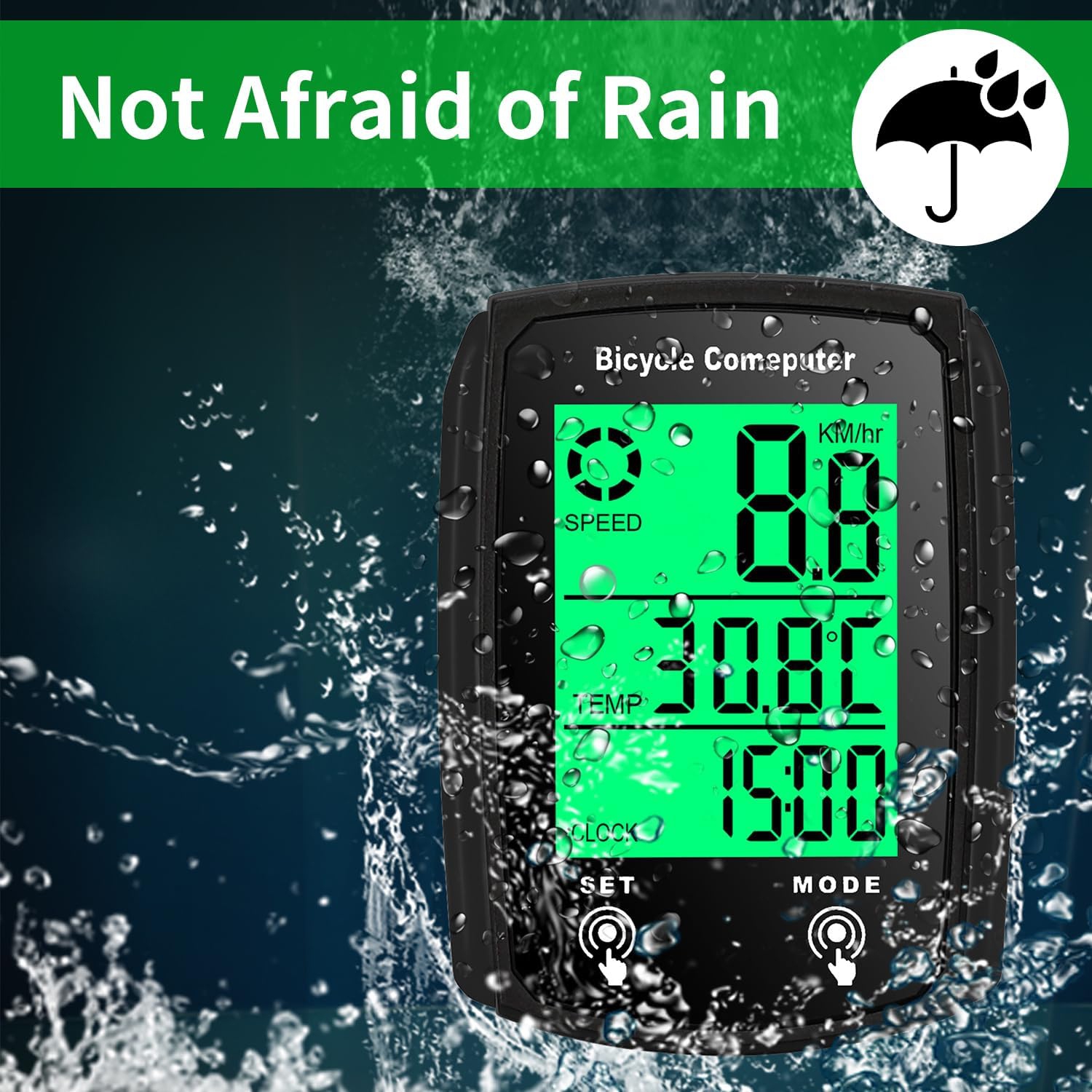 Ordinateur étanche à rétroéclairage à grand écran, mesure précise de la vitesse + statistiques de kilométrage, compatible avec les vélos de route/de