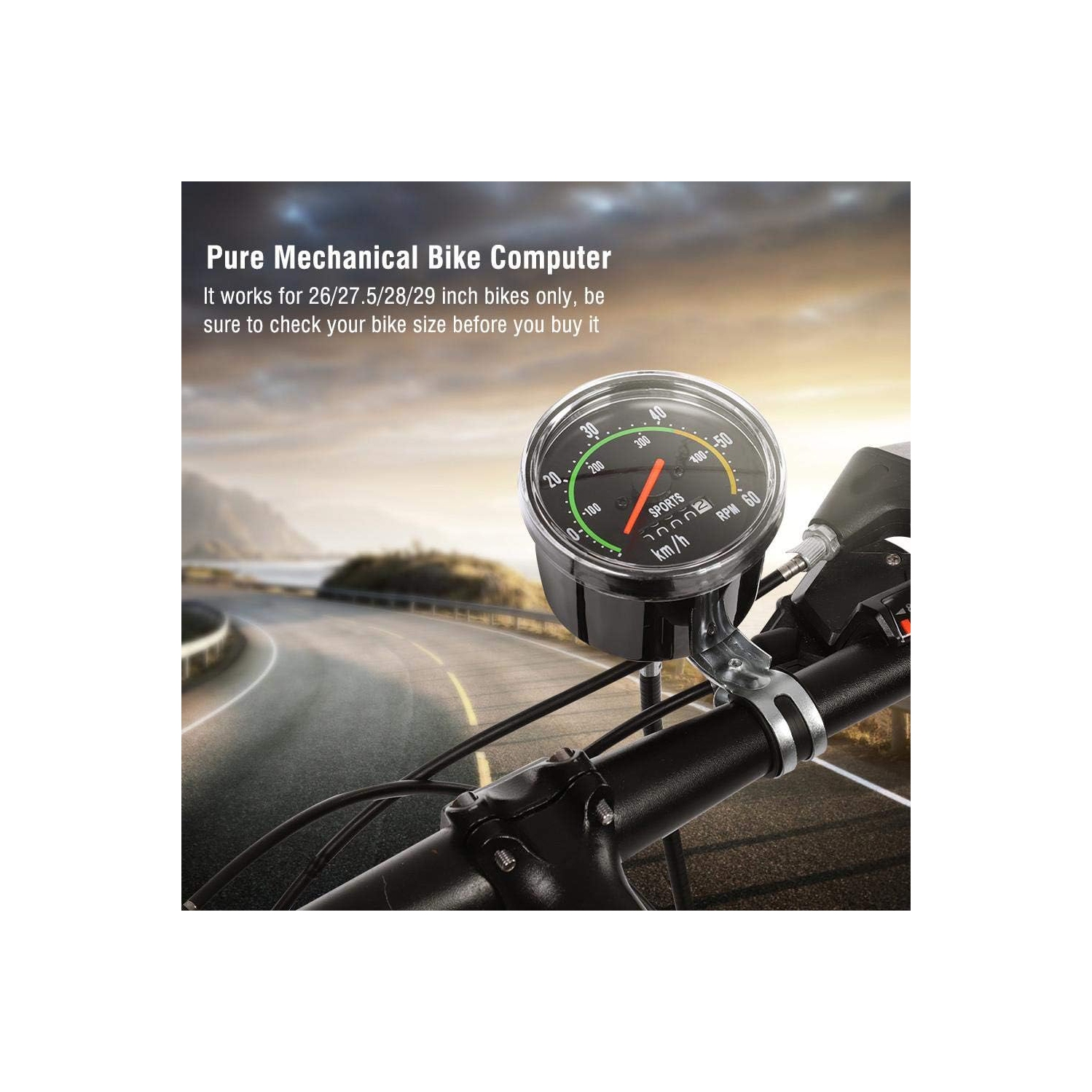 Compteur de vélo mécanique, compteur kilométrique en alliage d'aluminium de haute précision, statistiques de kilométrage/compteur de vitesse, disque