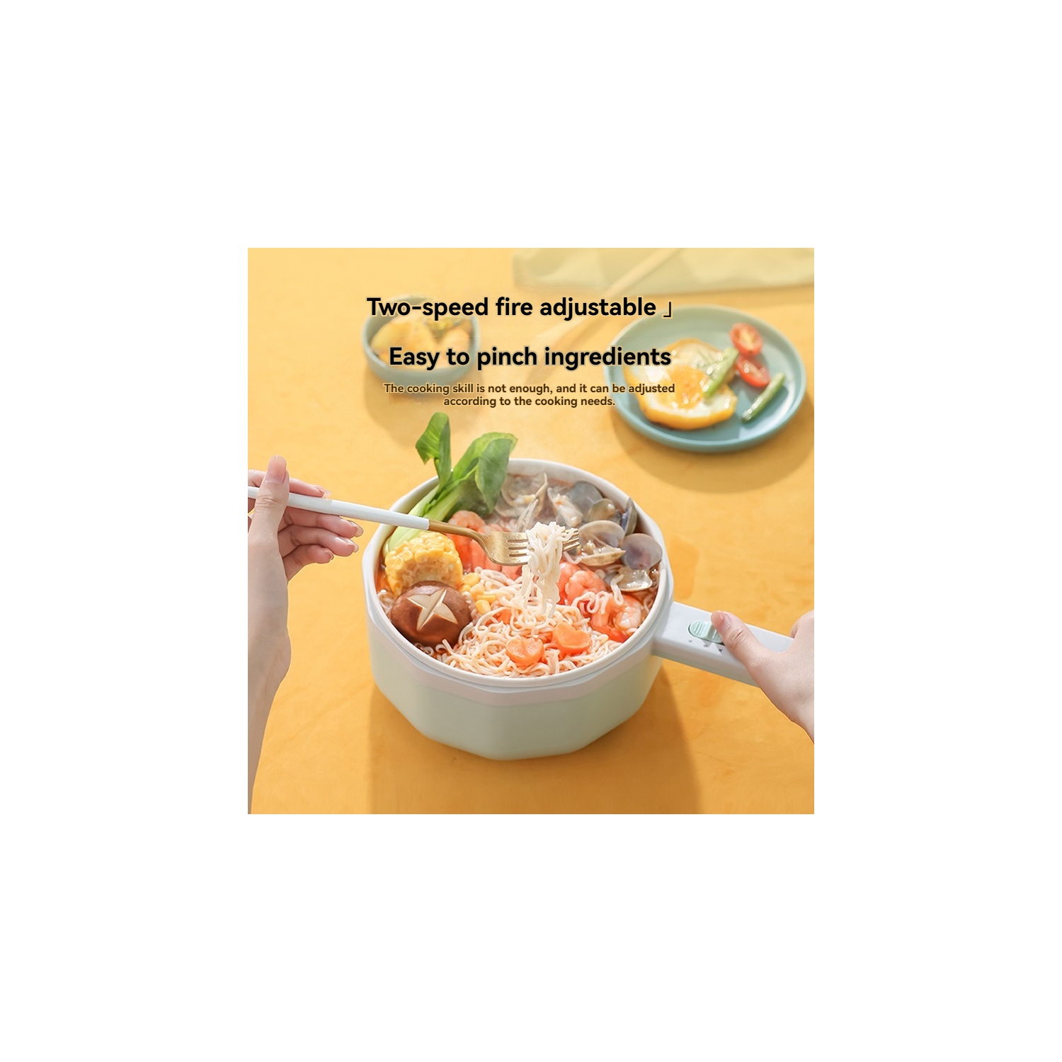 Casserole de cuisson électrique multifonction tout-en-un Poêle à frire pour étudiants Nouilles dortoirs – Blanc