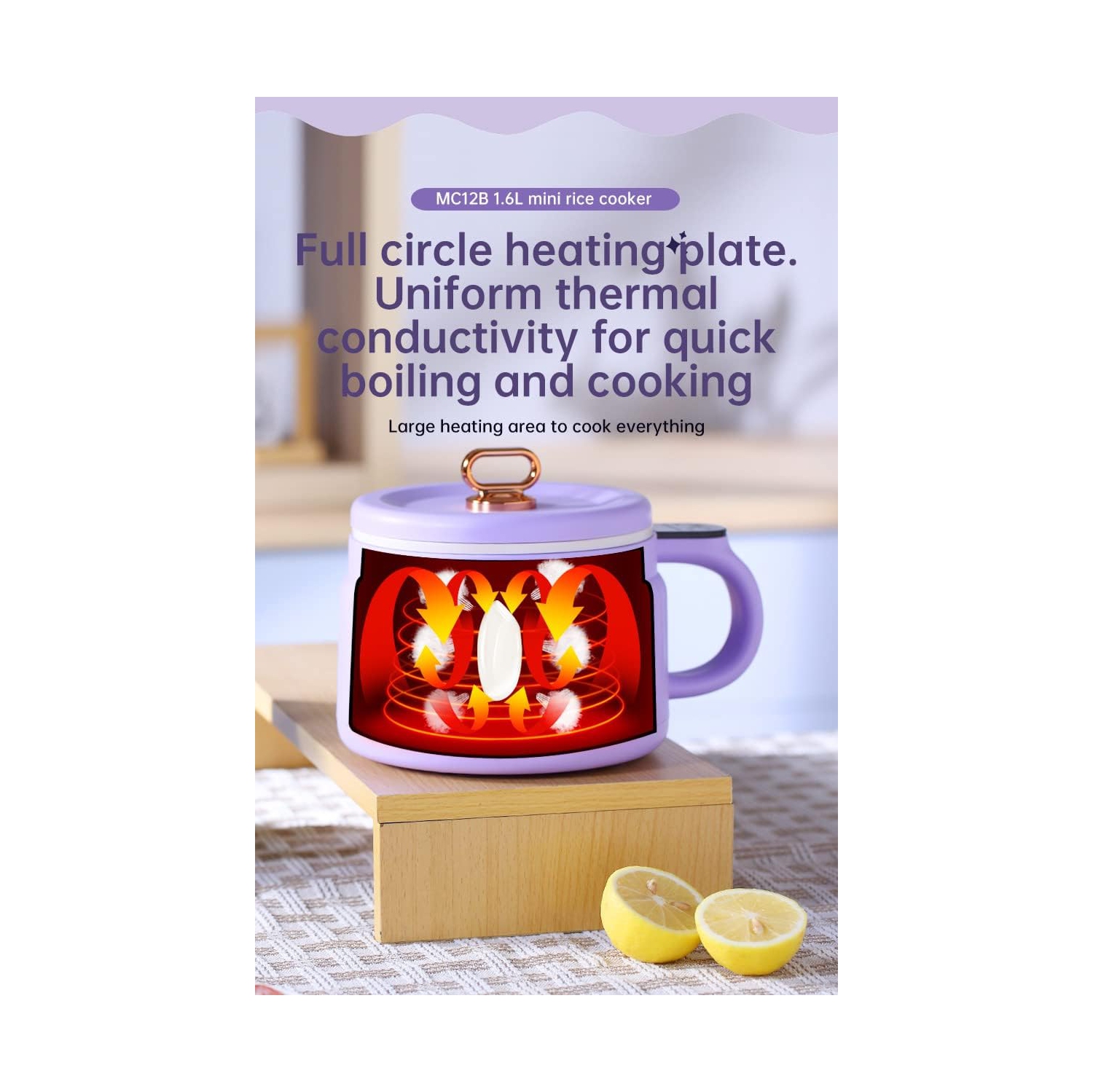 Mini electric hot pot multifunctional small dormitory noodle cooker mini electric noodle cooker non-stick pan - 1.6L purple