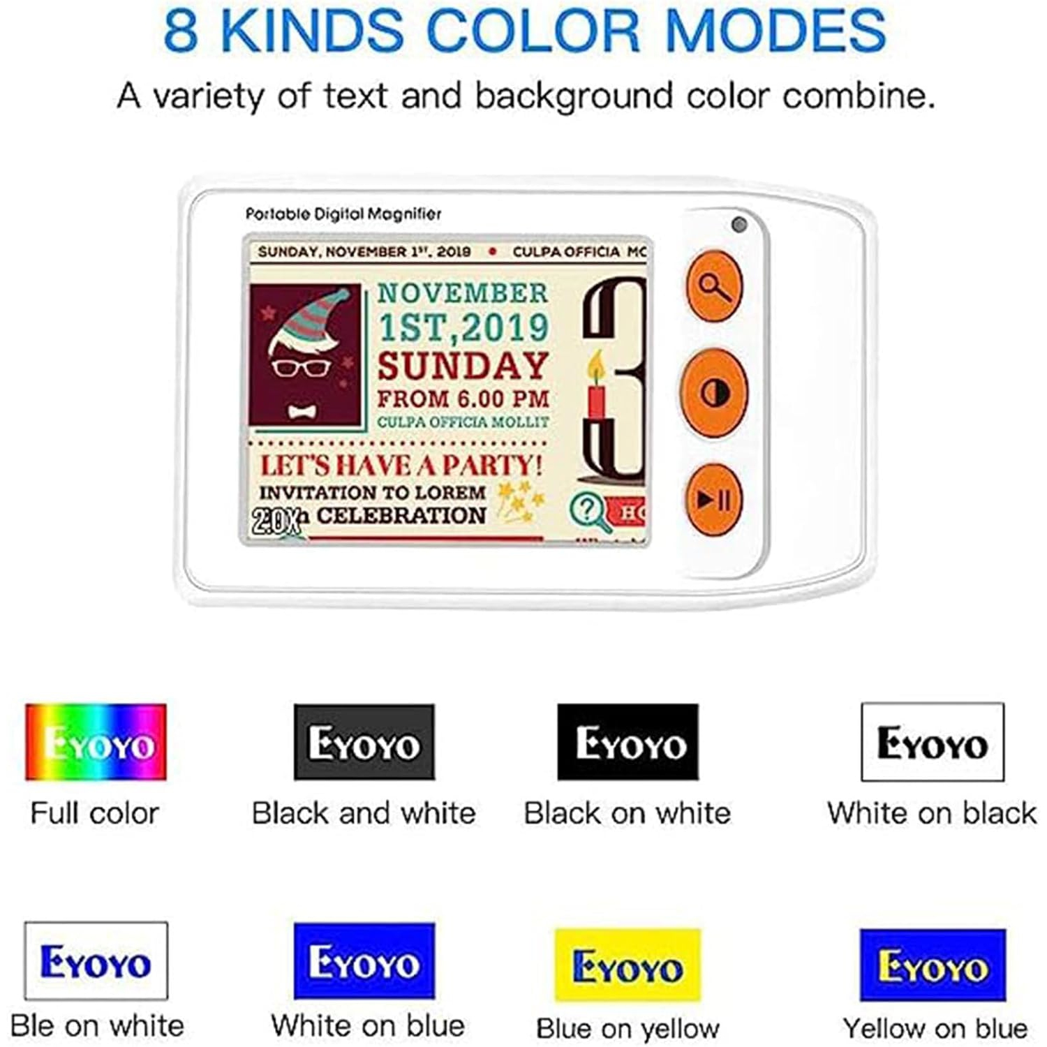 3.5-inch handheld auxiliary digital magnifier | 8 color modes | 2X-25X adjustable magnification | Portable reading aid | Suitable for students, the