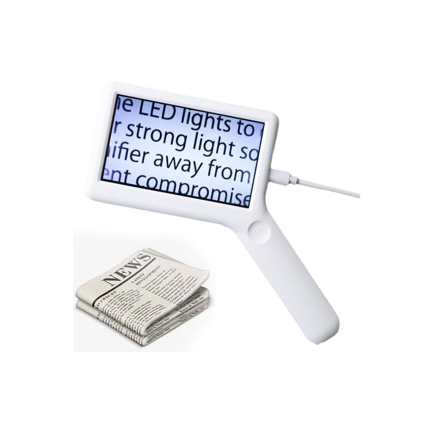 Loupe de lecture électronique portative 3-10x | 6 lampes de protection oculaire LED | Conception rechargeable | Base antirayure | Aide visuelle HD