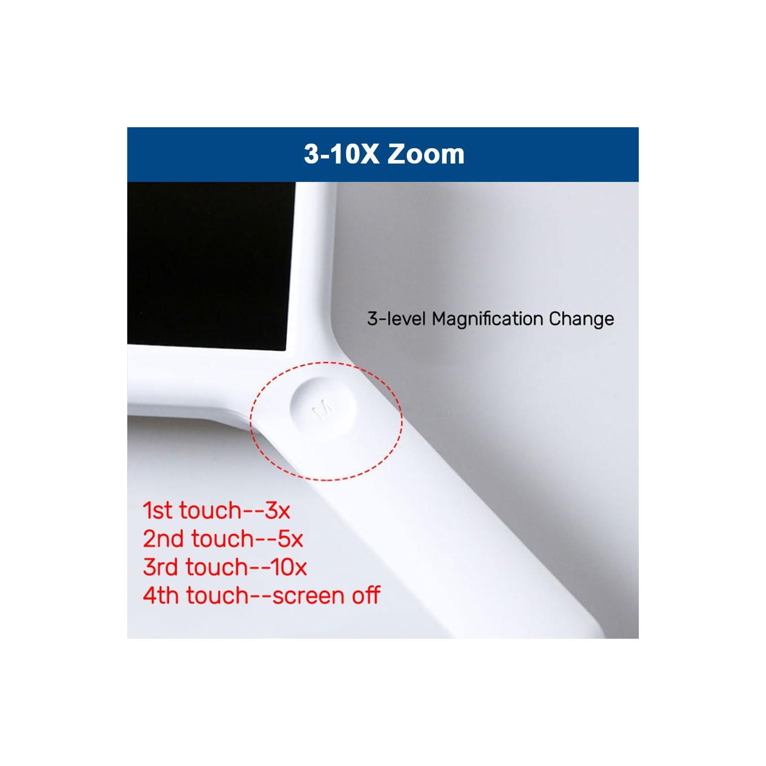 Loupe de lecture électronique portative 3-10x | 6 lampes de protection oculaire LED | Conception rechargeable | Base antirayure | Aide visuelle HD