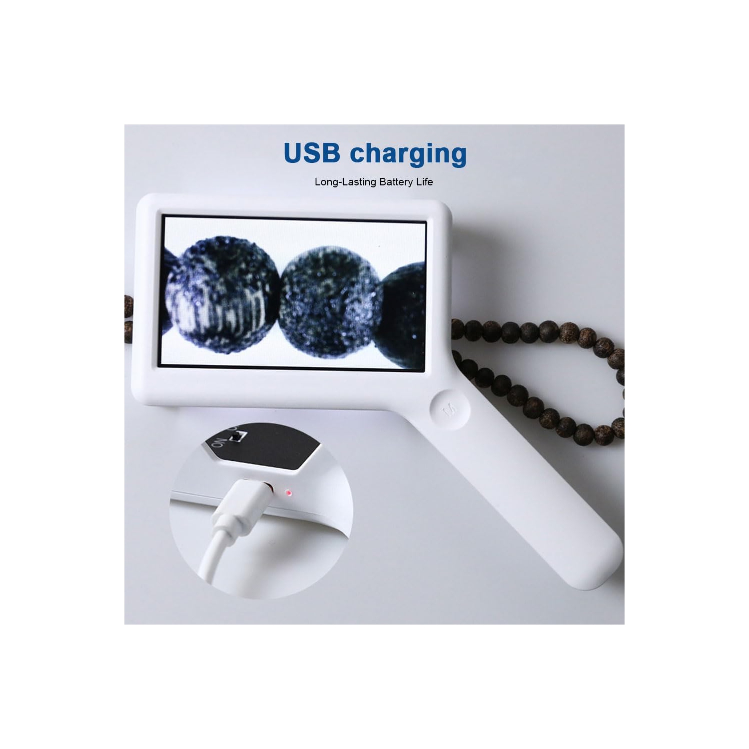 Loupe de lecture électronique portative 3-10x | 6 lampes de protection oculaire LED | Conception rechargeable | Base antirayure | Aide visuelle HD