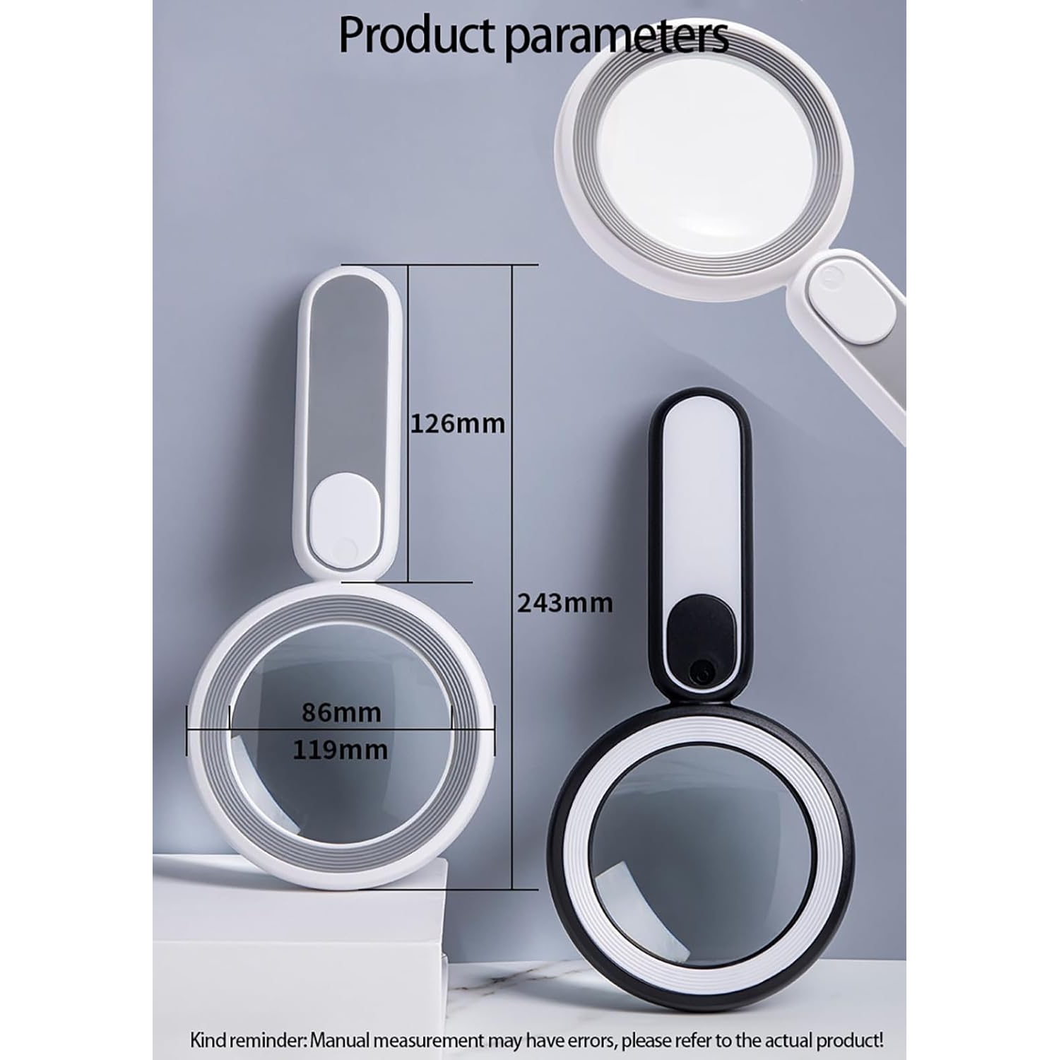 Loupe portative optique 20x LED 21 lumières froides et chaudes USB Interrupteur tactile de recharge Personnes âgées Loupe d'appréciation de lecture