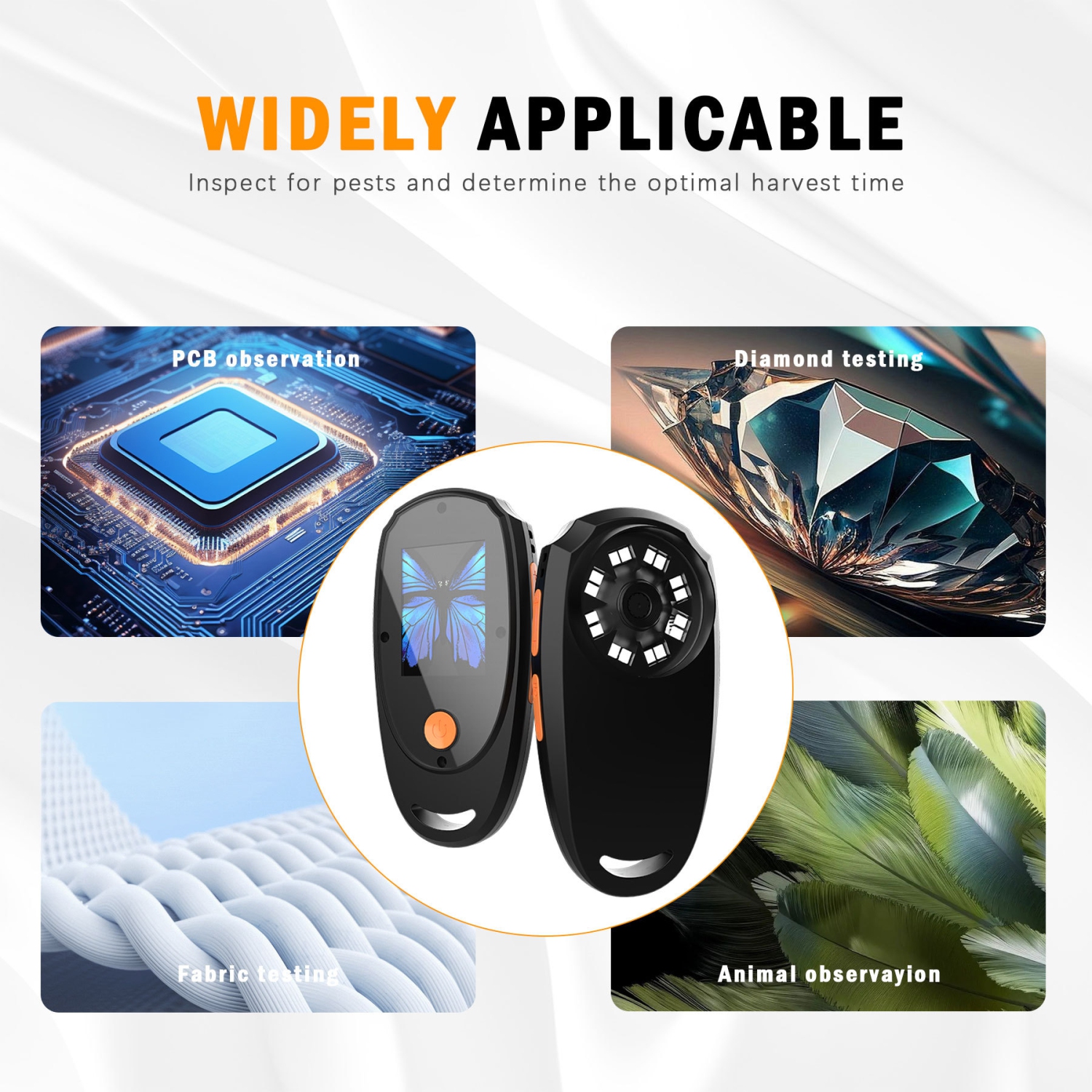 2-inch HD portable digital microscope | 600mAh rechargeable | 8 LED fill light | Suitable for reading/electronic repair/collectibles