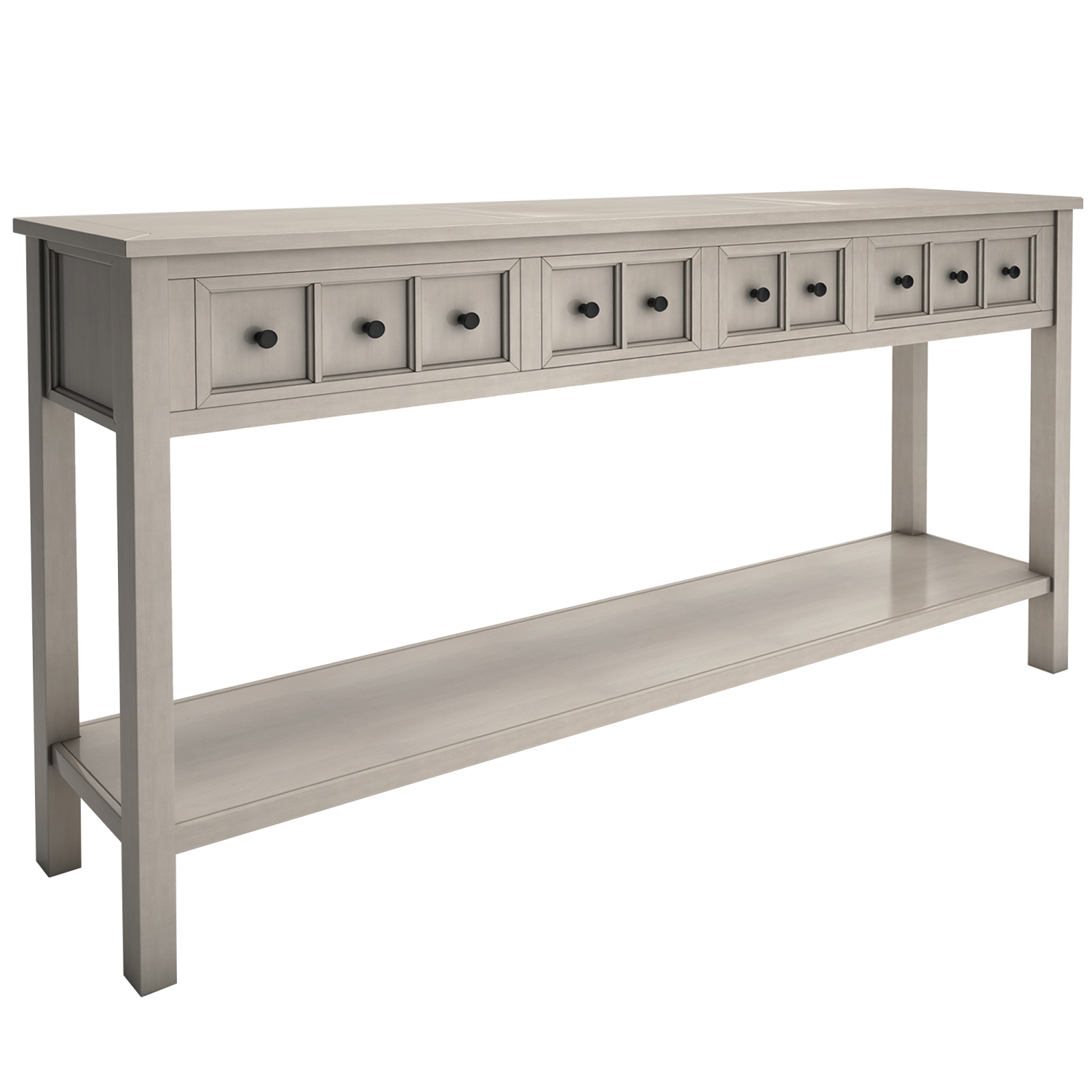 Kepooman Rustic Entryway Console Table, 60" Long Sofa Table with two Different Size Drawers and Bottom Shelf for Storage - Gray