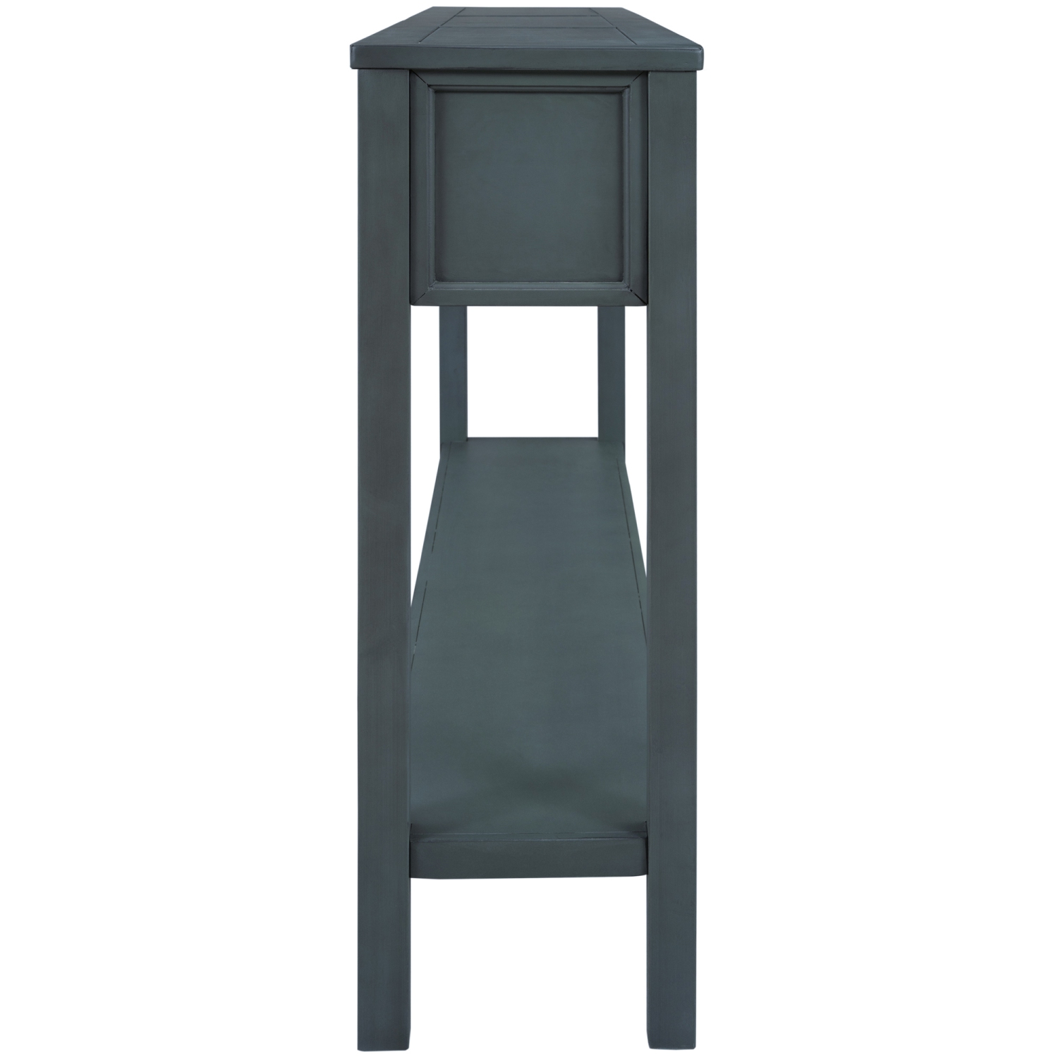 Kepooman Rustic Entryway Console Table, 60" Long Sofa Table with two Different Size Drawers and Bottom Shelf for Storage - Navy