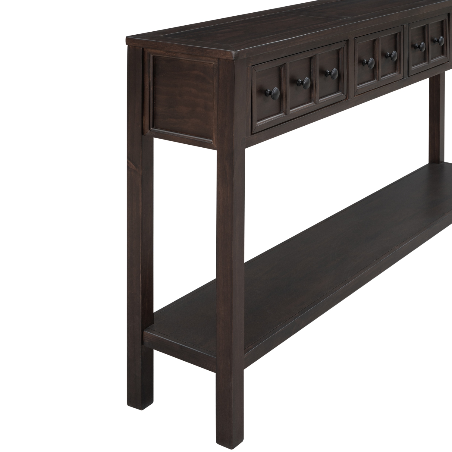 Kepooman Rustic Entryway Console Table, 60" Long Sofa Table with two Different Size Drawers and Bottom Shelf for Storage - Espresso