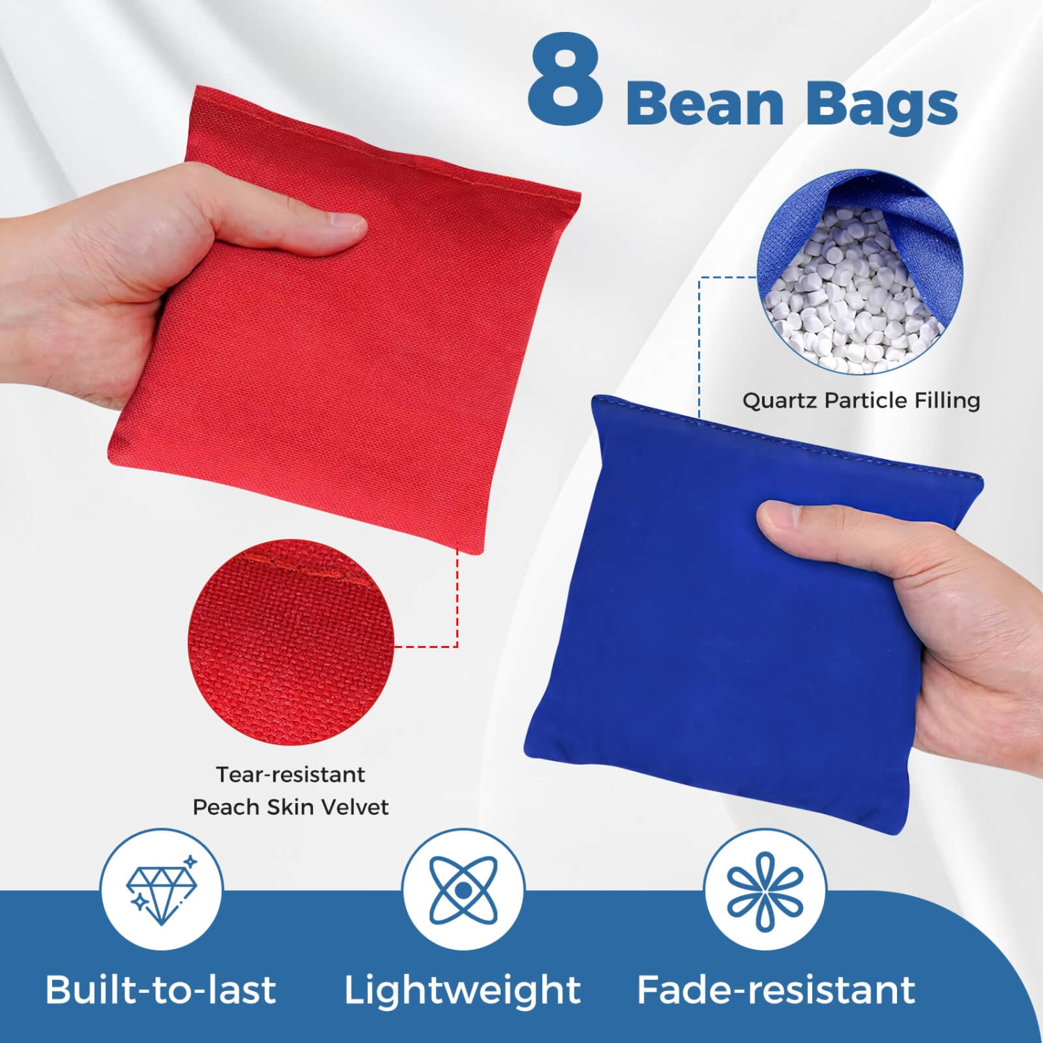 Costway 3 x 2 FT Cornhole Board Set with Foldable Legs & Side Handle 8 Bean Bags Included