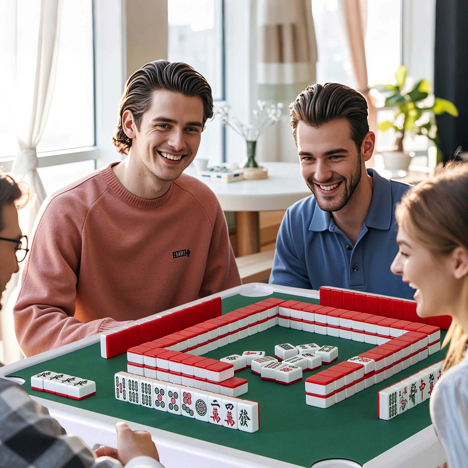 Costway 35" Folding Mahjong Table with Cup Holders & Smooth Felt Mat Carrying Handle Green/Red/Blue/Multicolor