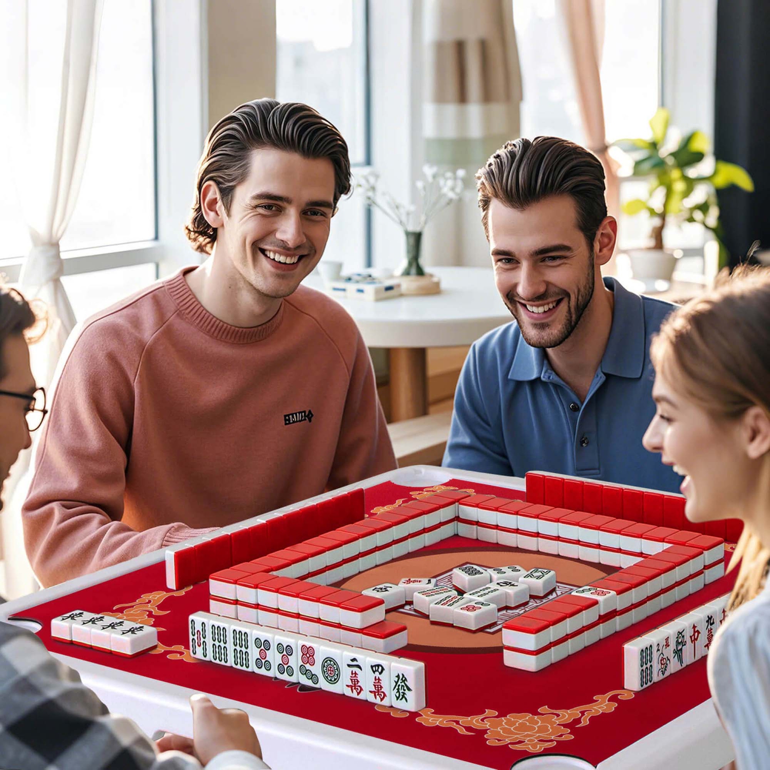 Table pliante Mahjong de 35&nbsp;po de Costway avec porte-gobelets et tapis en feutre lisse, vert/rouge/bleu/multicolore