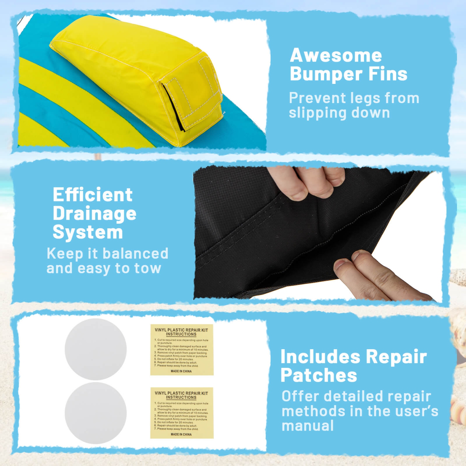 Costway Towable Tube for Boating 1-3 Person Inflatable Boat Tube for Youth & Adult