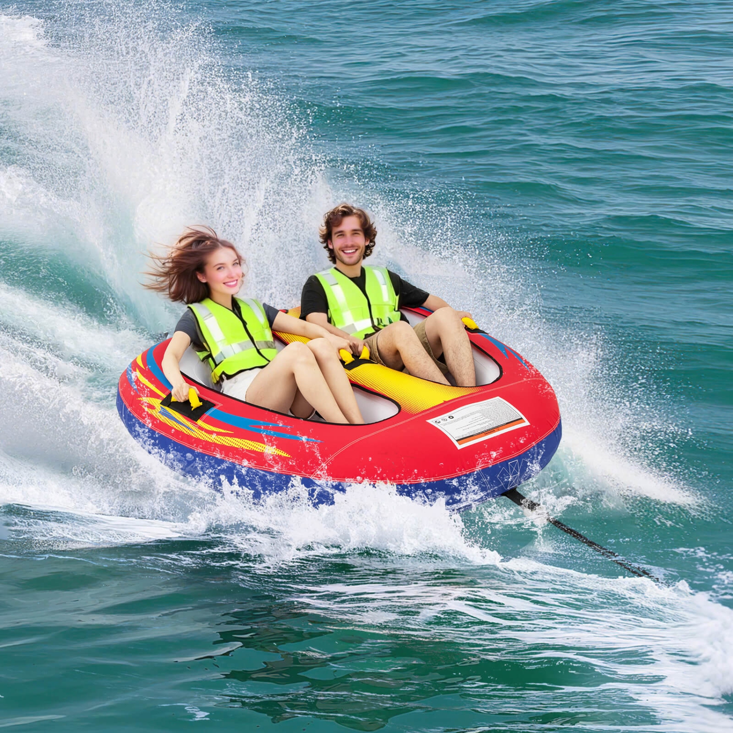 Bouée tractable pour bateau gonflable pour 1 ou 2&nbsp;personnes de Costway pour jeunes et adultes