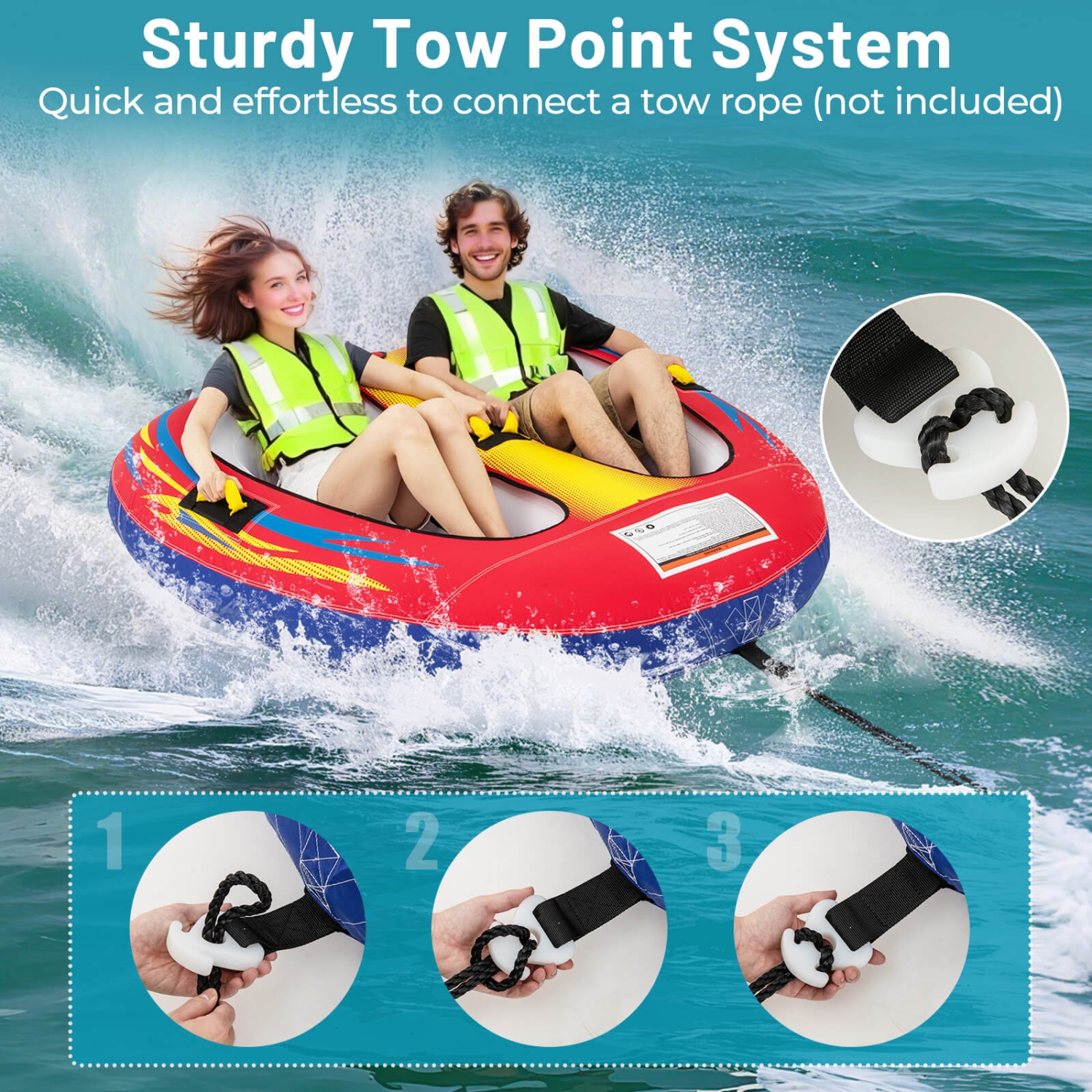 Bouée tractable pour bateau gonflable pour 1 ou 2&nbsp;personnes de Costway pour jeunes et adultes