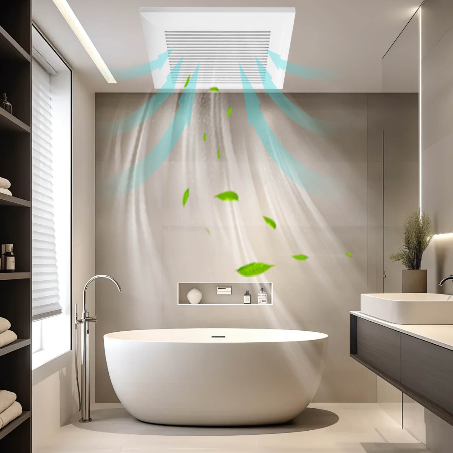 Ventilateur de plafond 80 pi3/min de Costway pour salle de bain avec boîtier en métal, conduit blanc de 4&nbsp;po