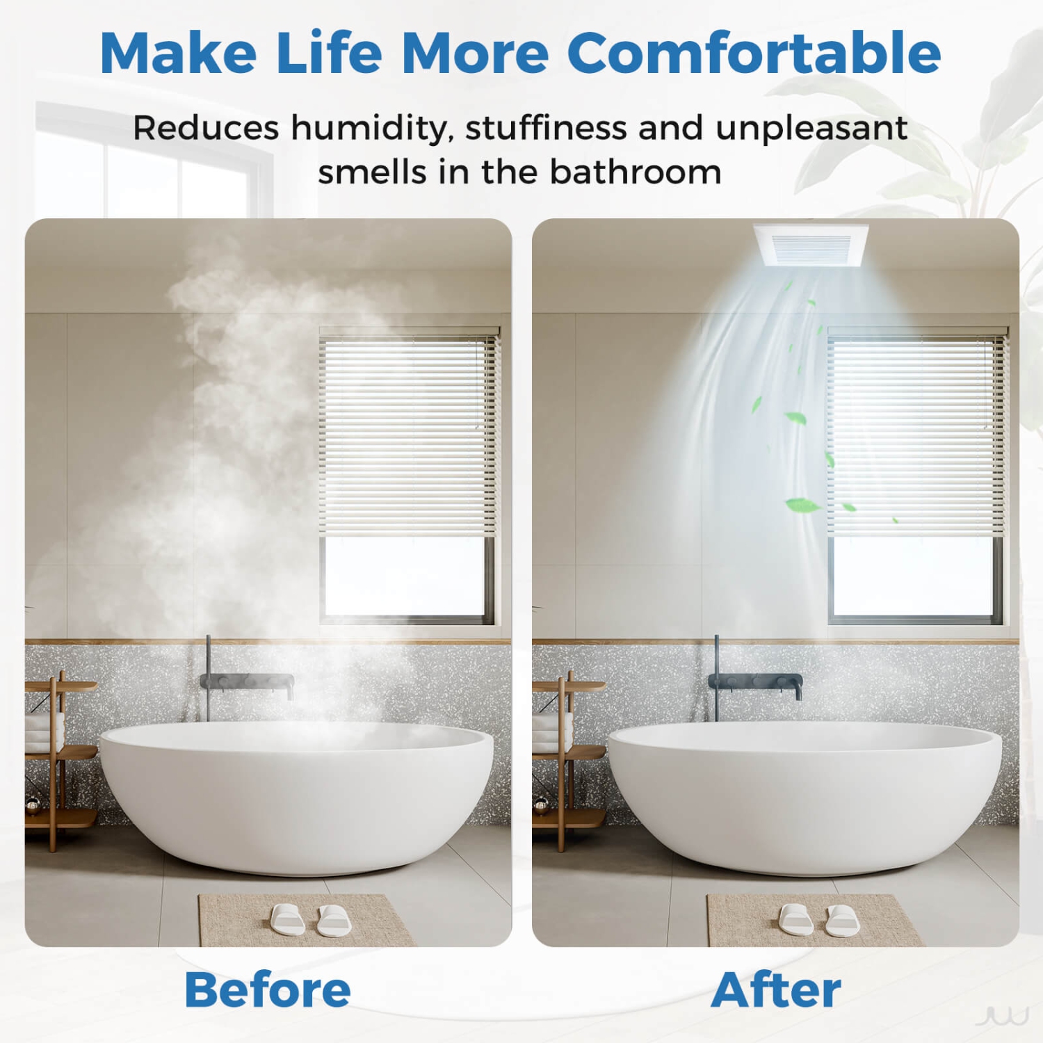 Ventilateur de plafond 80 pi3/min de Costway pour salle de bain avec boîtier en métal, conduit blanc de 4&nbsp;po