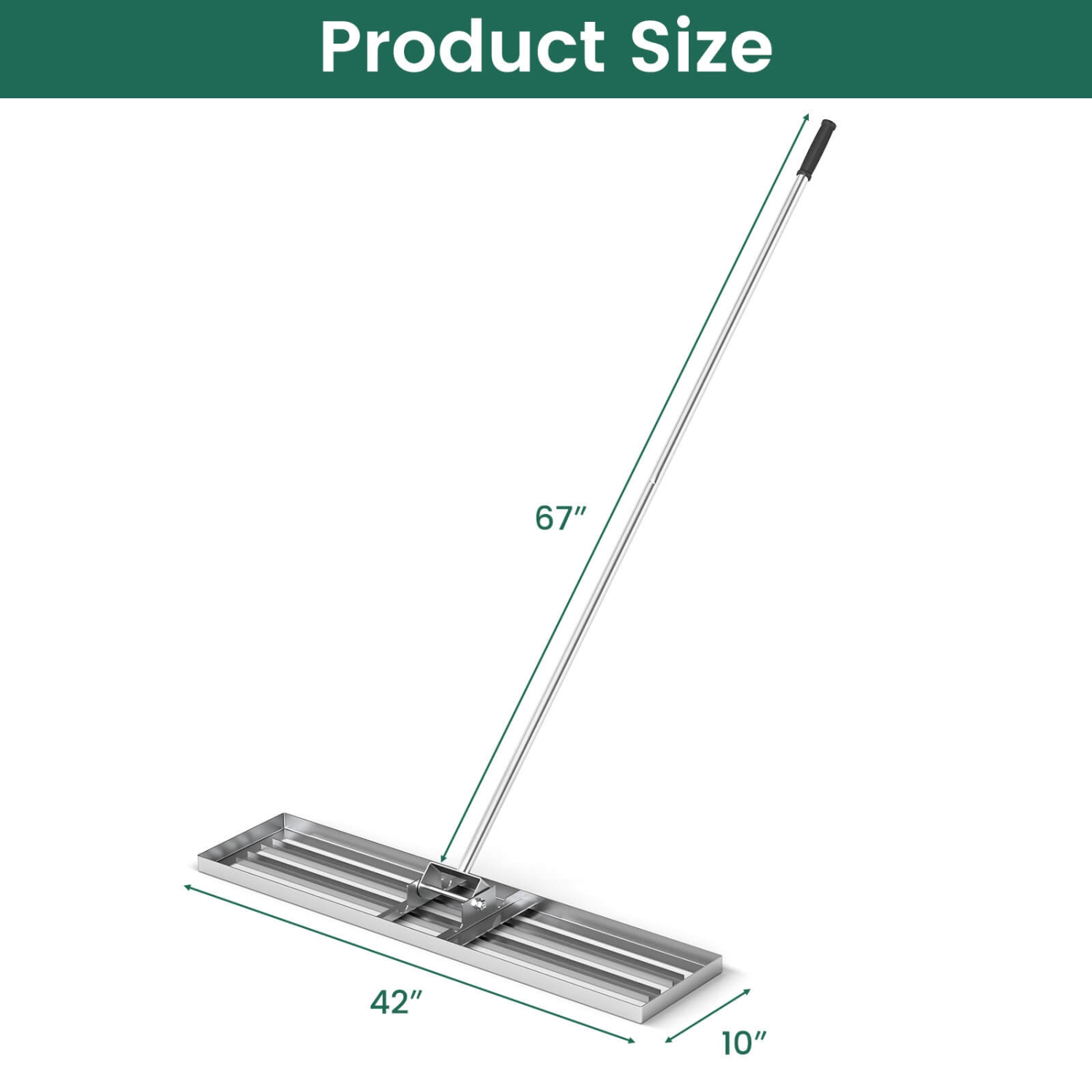 Costway Lawn Leveling Rake 42" x 10" Heavy Duty Level Lawn Tool for Garden Backyard/Lawn Green/Black/Silver