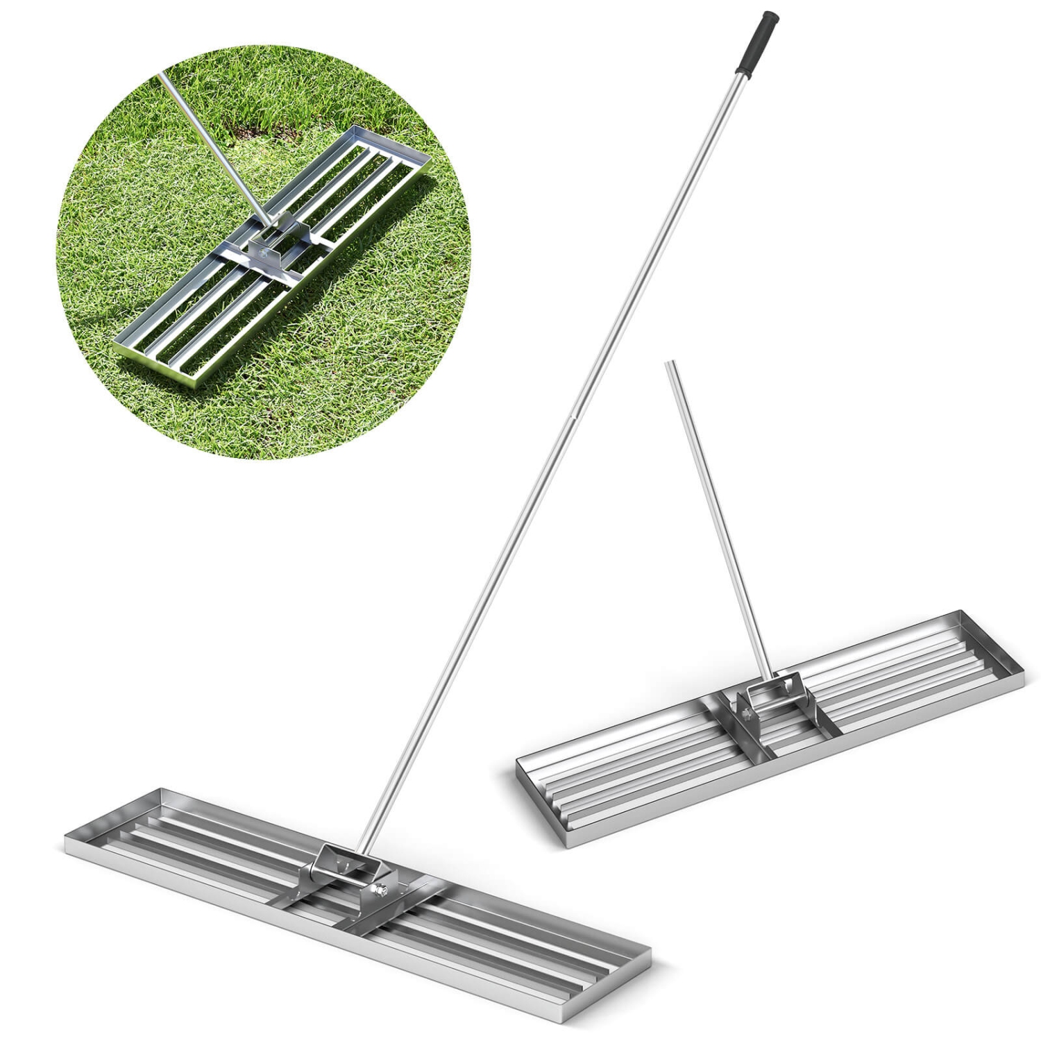 Costway Lawn Leveling Rake 42" x 10" Heavy Duty Level Lawn Tool for Garden Backyard/Lawn Green/Black/Silver