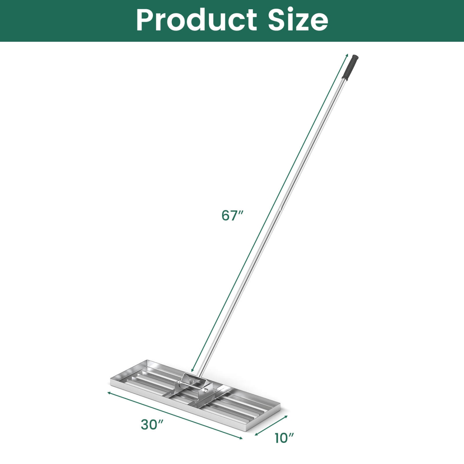 Costway Lawn Leveling Rake 30" x 10" Heavy Duty Level Lawn Tool for Garden Backyard/Lawn Green/Black/Silver