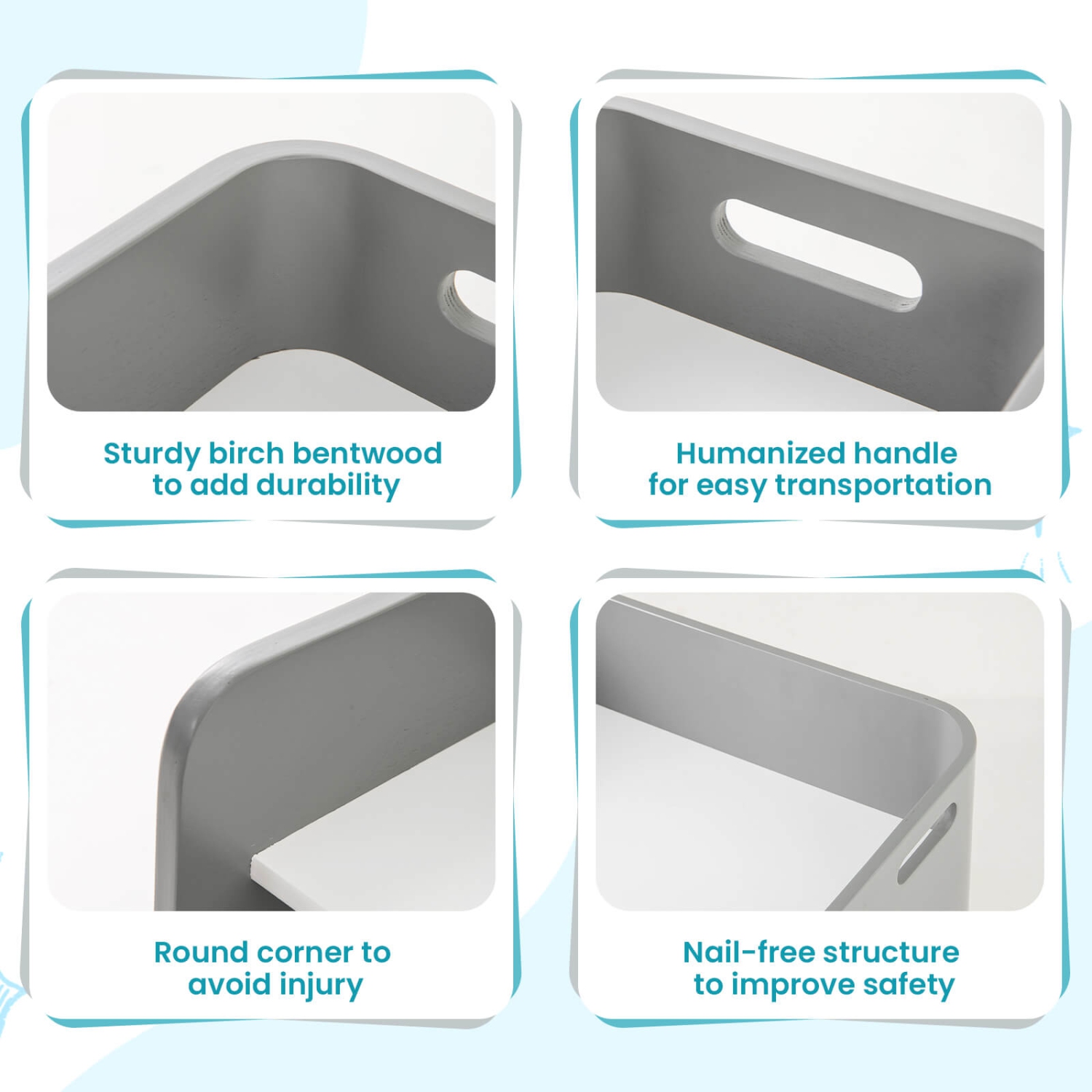 Costway 3 PCS Kids Wooden Table & Chair Set Children Multipurpose Homeschool Furniture Natural/Gray