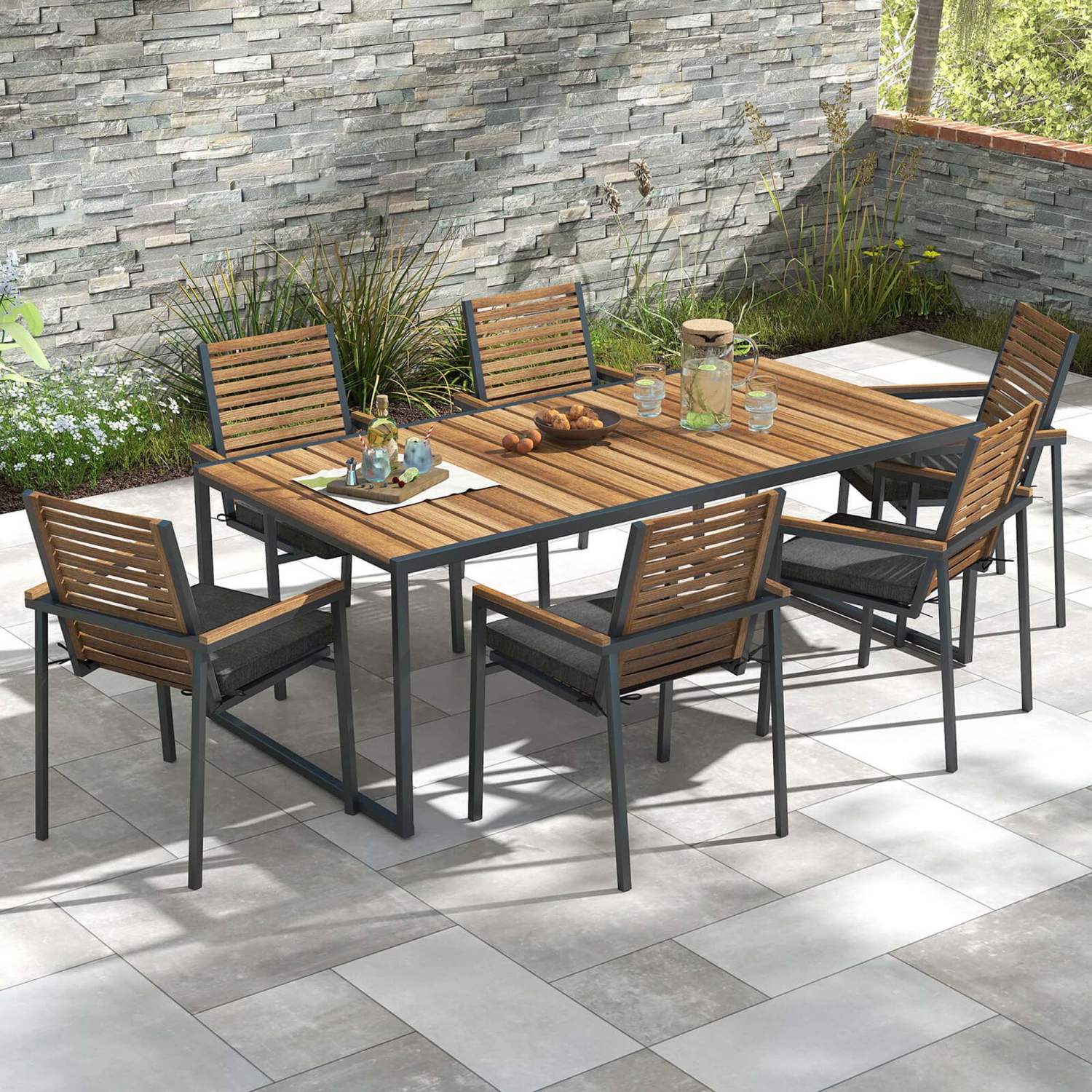 Costway Outdoor Chair Cushion Set of 2/4/6 Waterproof Fade-Resistant Olefin Seat Cushions Brown/Navy/Gray/Black