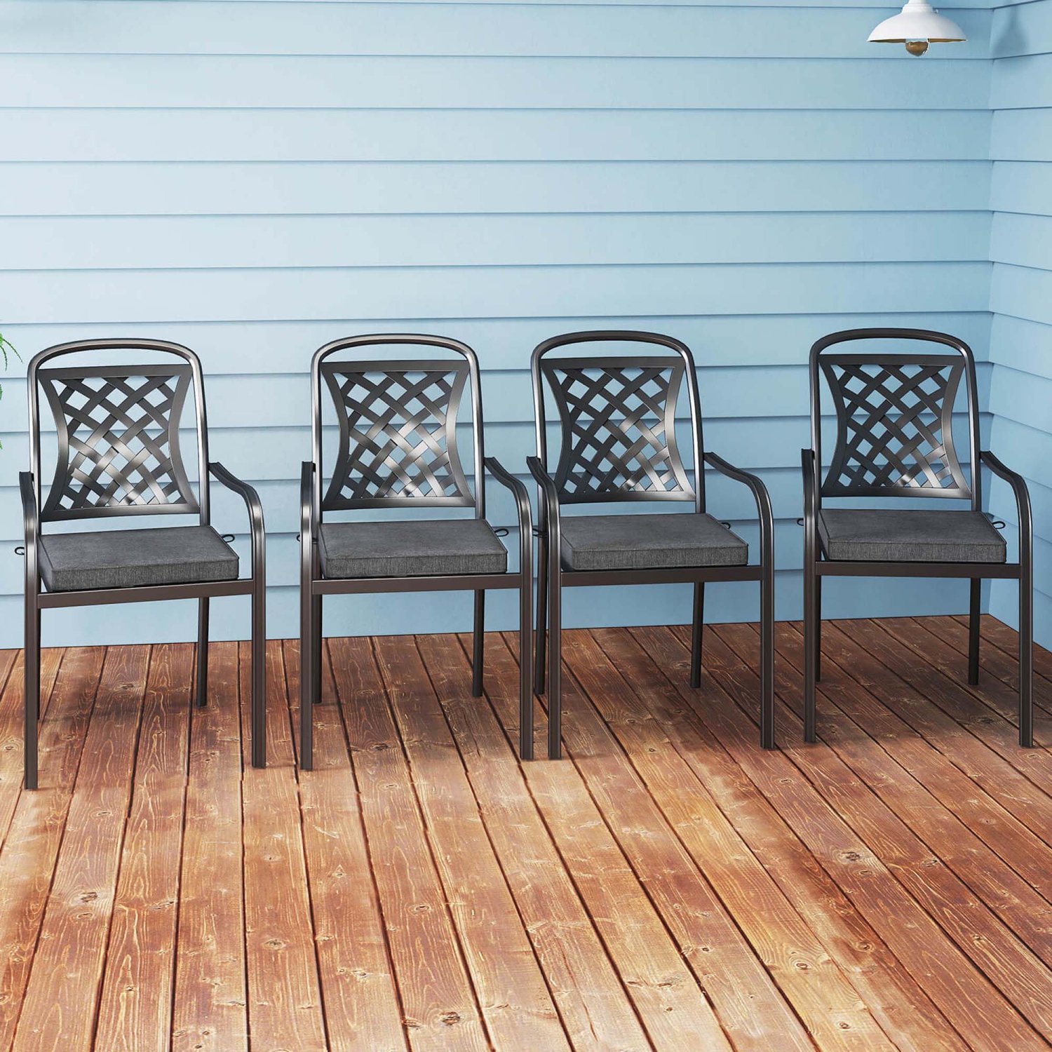 Costway Outdoor Chair Cushion Set of 2/4/6 Waterproof Fade-Resistant Olefin Seat Cushions Brown/Navy/Gray/Black