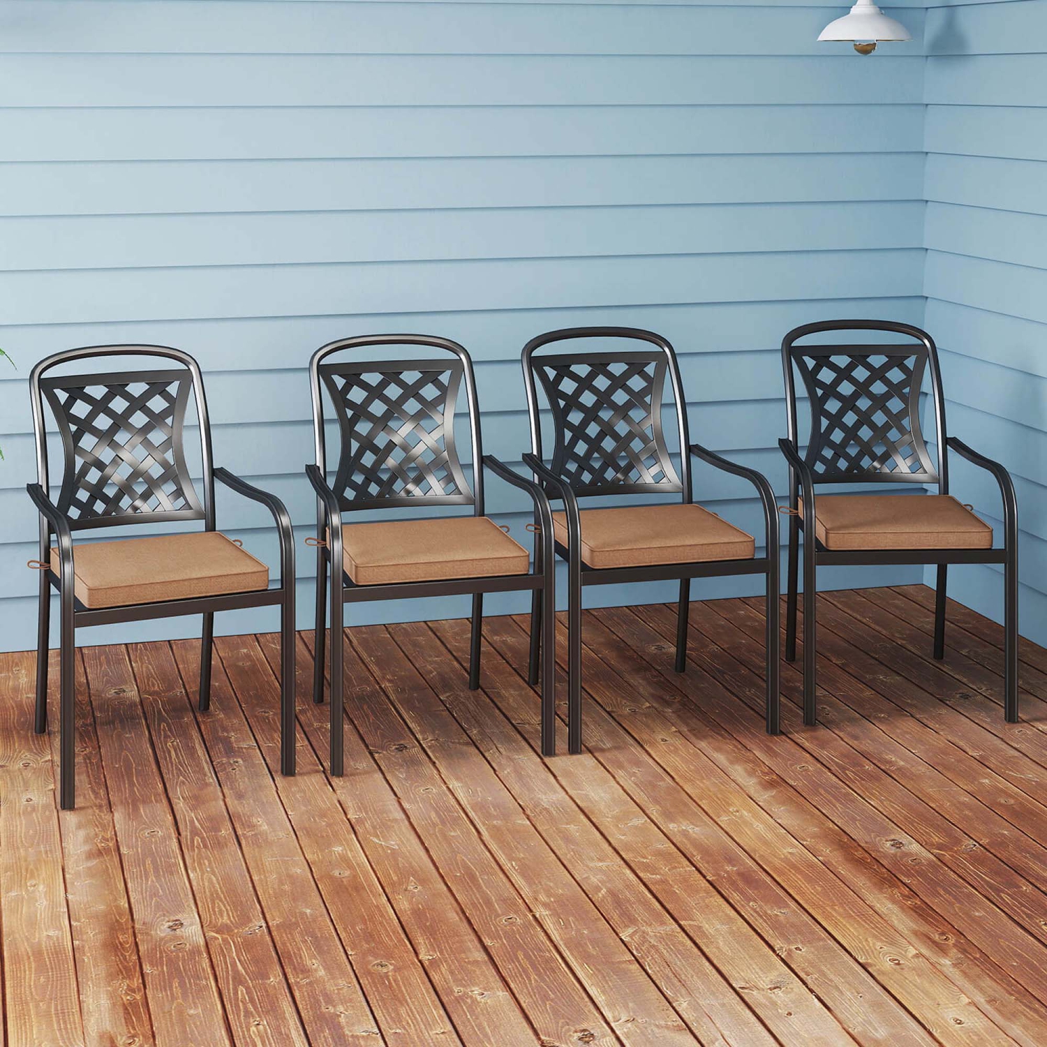 Costway Outdoor Chair Cushion Set of 2/4/6 Waterproof Fade-Resistant Olefin Seat Cushions Brown/Navy/Gray/Black