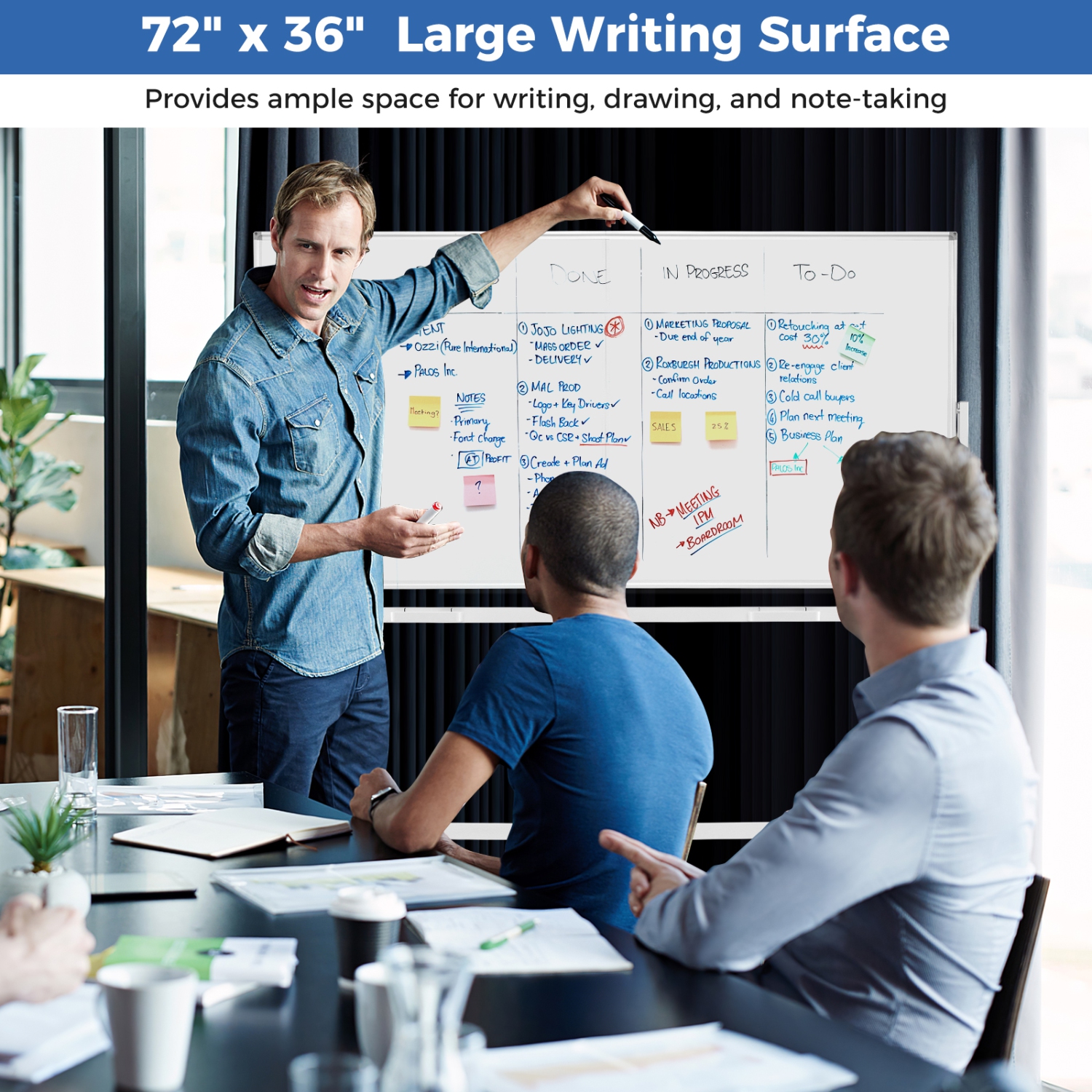 Costway 72" x 36" Double-Sided Magnetic Whiteboard with Stand and Aluminum Alloy Frame