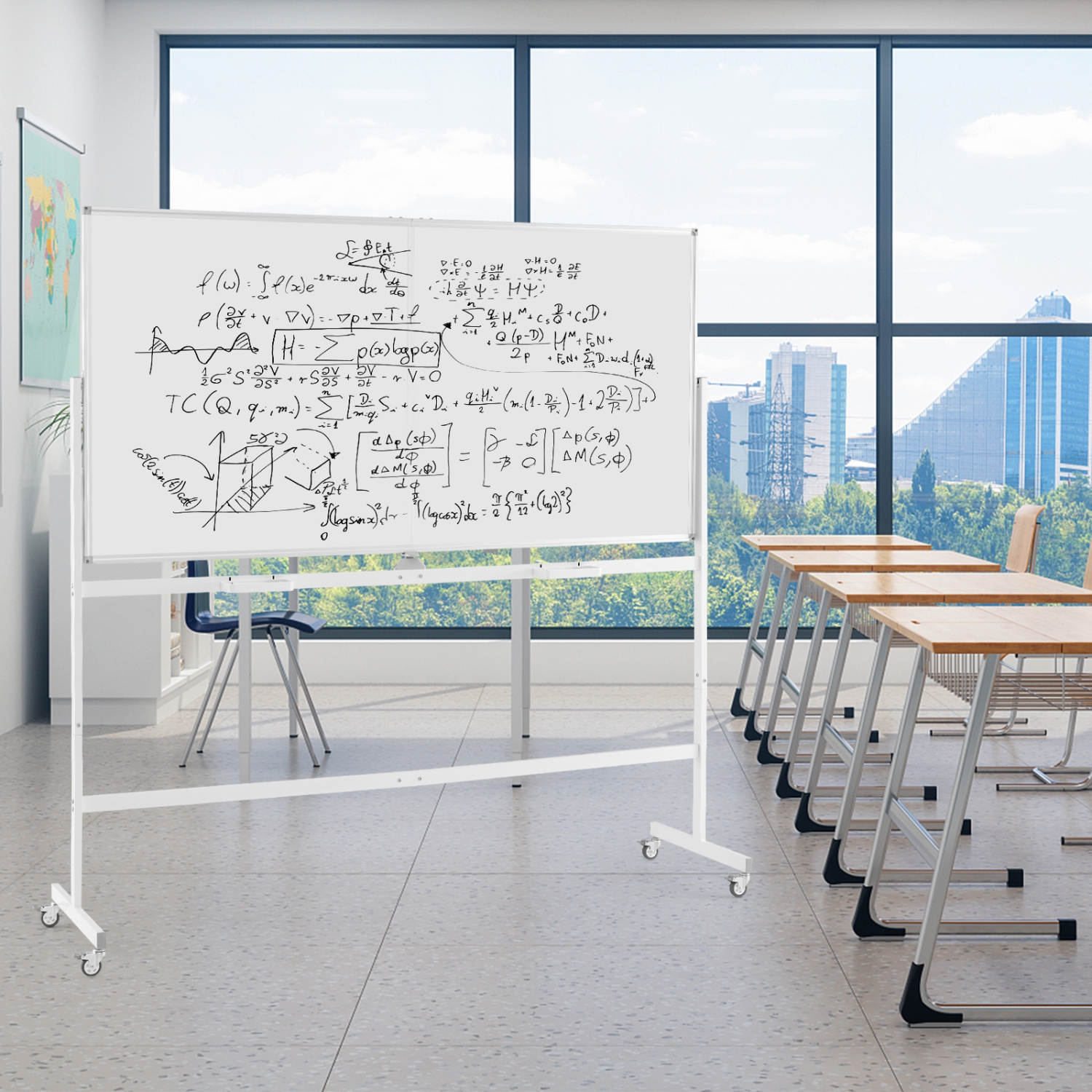 Costway 72" x 36" Double-Sided Magnetic Whiteboard with Stand and Aluminum Alloy Frame