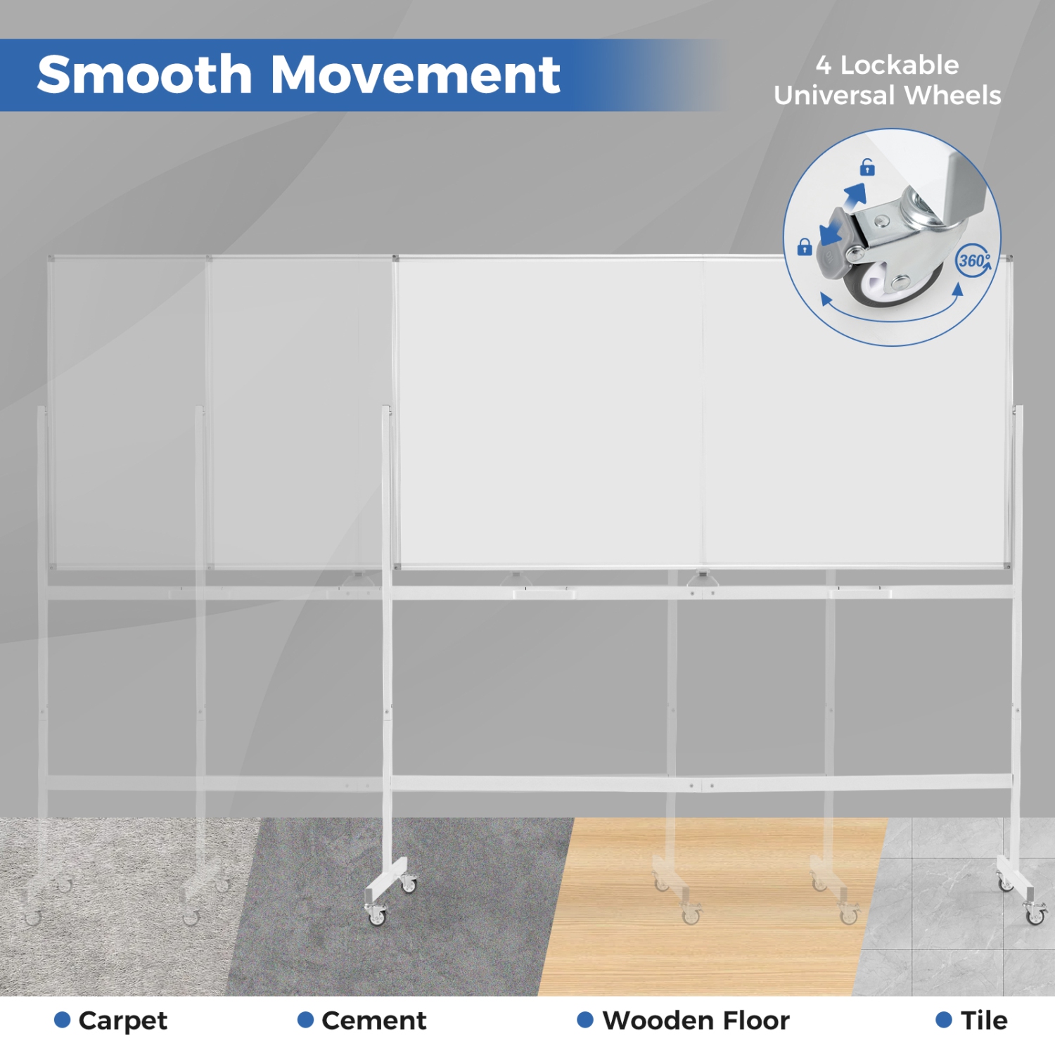 Costway 72" x 36" Double-Sided Magnetic Whiteboard with Stand and Aluminum Alloy Frame