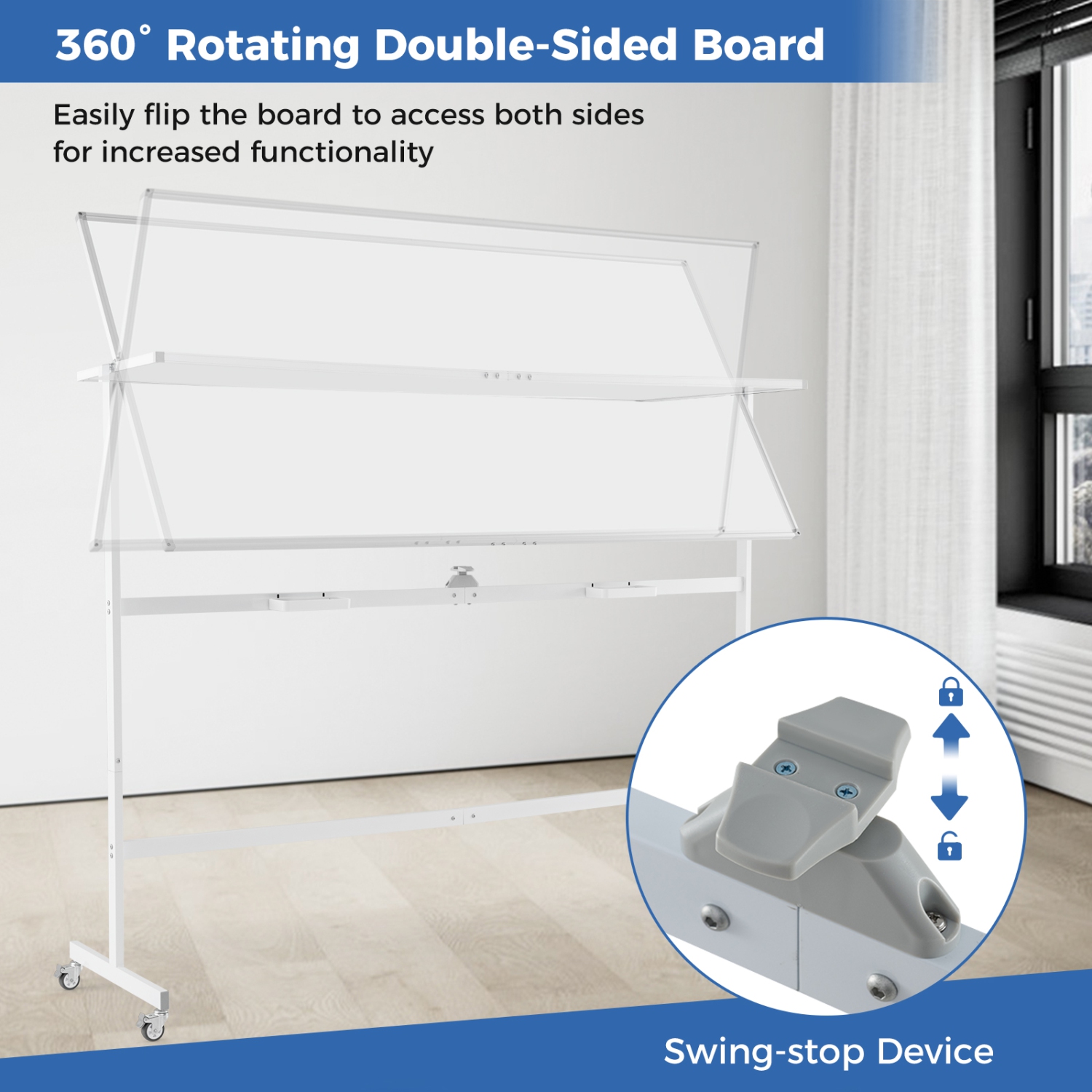 Costway 72" x 36" Double-Sided Magnetic Whiteboard with Stand and Aluminum Alloy Frame