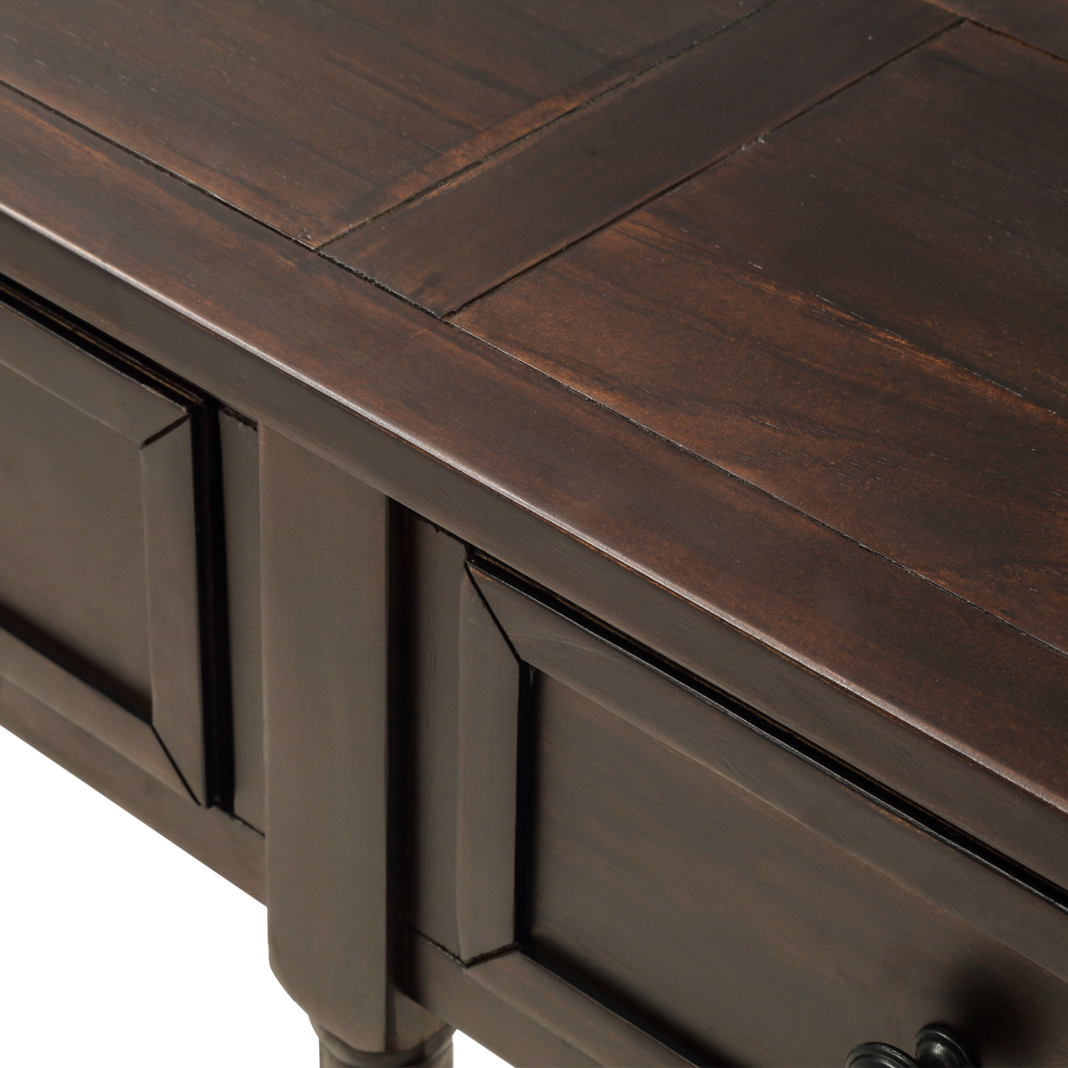 Table console/sofa Kepooman à assemblage facile avec deux tiroirs de rangement et tablette inférieure pour le salon - Espresso