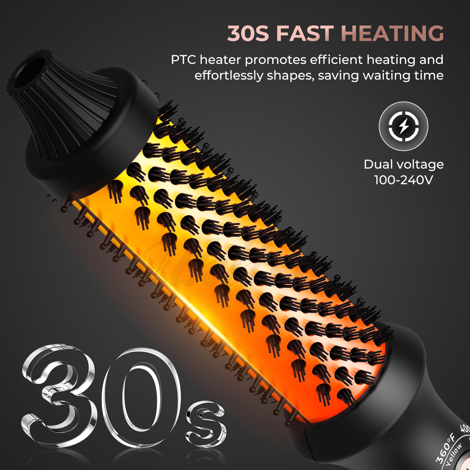 Curling Iron Brush for Blowout Look,Ionic Heated Round Brush,Thermal Round Brush,Negative Ion Hair Straightening Hot Brush