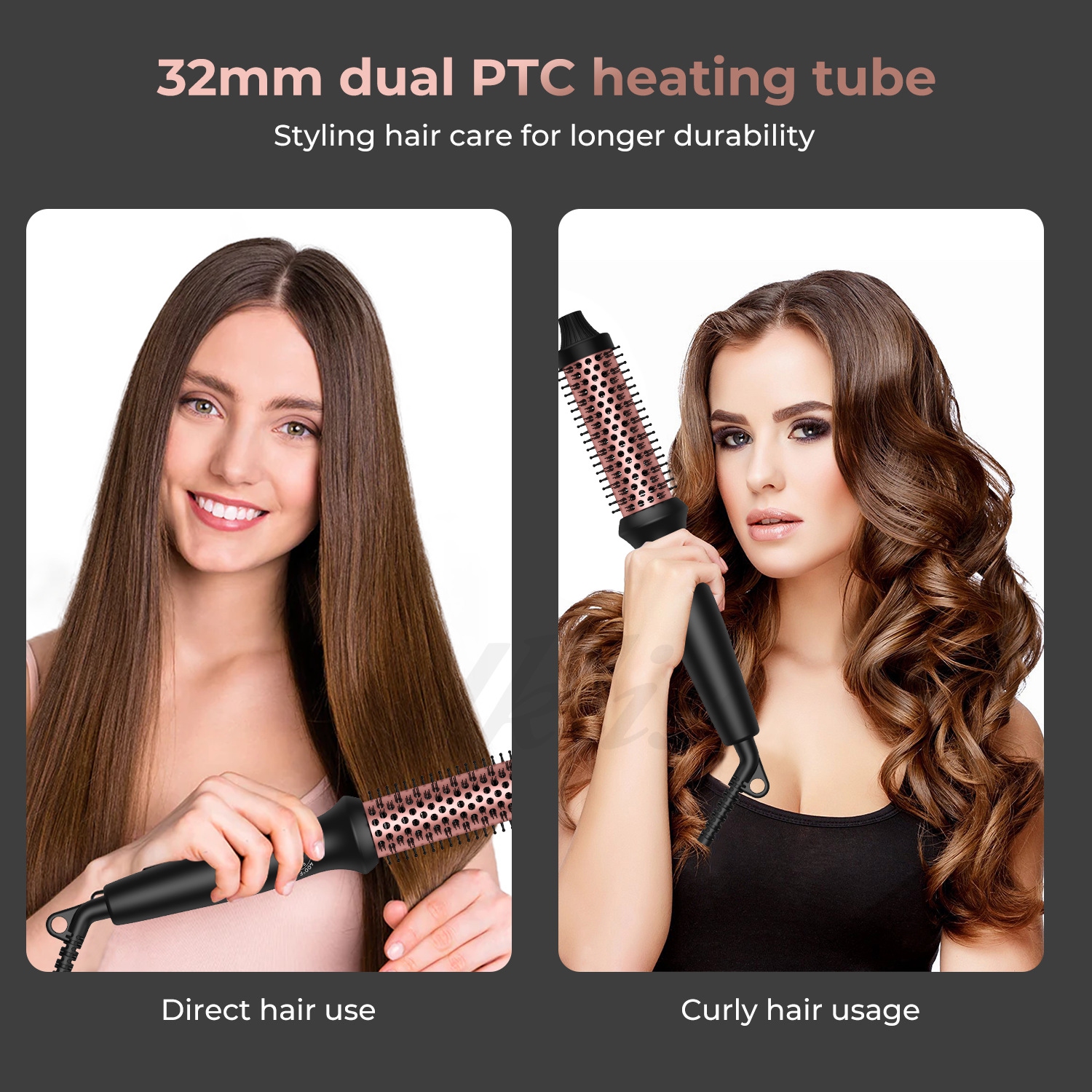 Curling Iron Brush for Blowout Look,Ionic Heated Round Brush,Thermal Round Brush,Negative Ion Hair Straightening Hot Brush