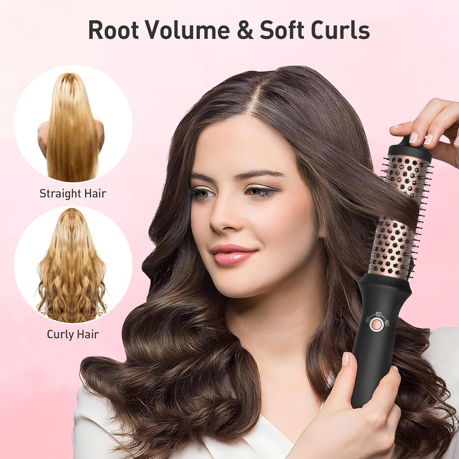 Curling Iron Brush for Blowout Look,Ionic Heated Round Brush,Thermal Round Brush,Negative Ion Hair Straightening Hot Brush