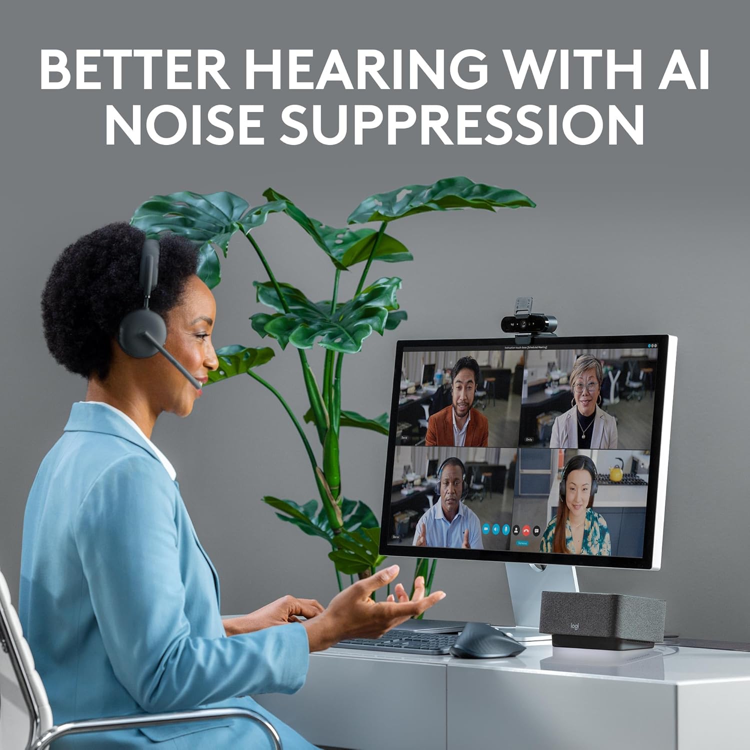 Refurbished - Logitech Zone 950 Premium Noise Canceling Headset with Hybrid ANC - Graphite