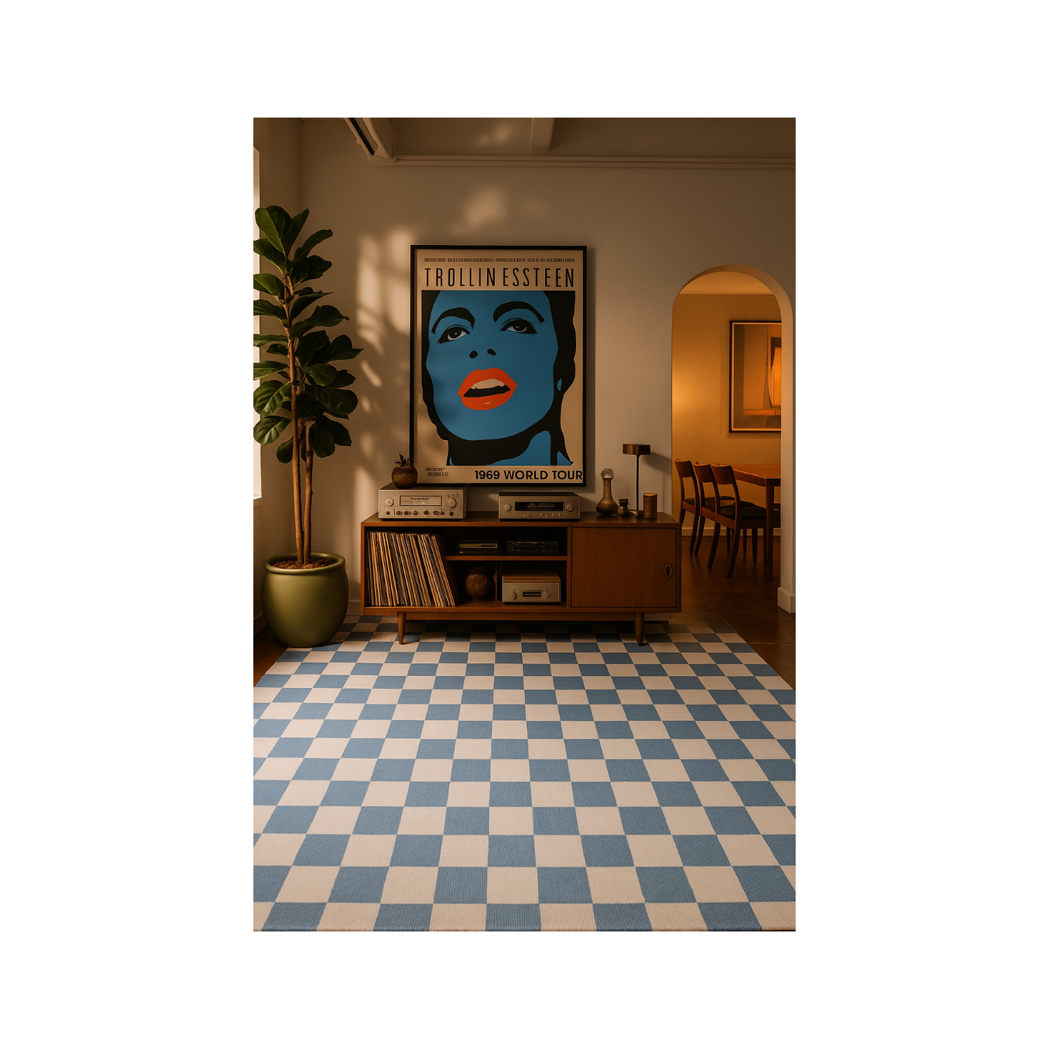 Rug Branch Jaque Modern Checkered Blue/White Kids Area Rug